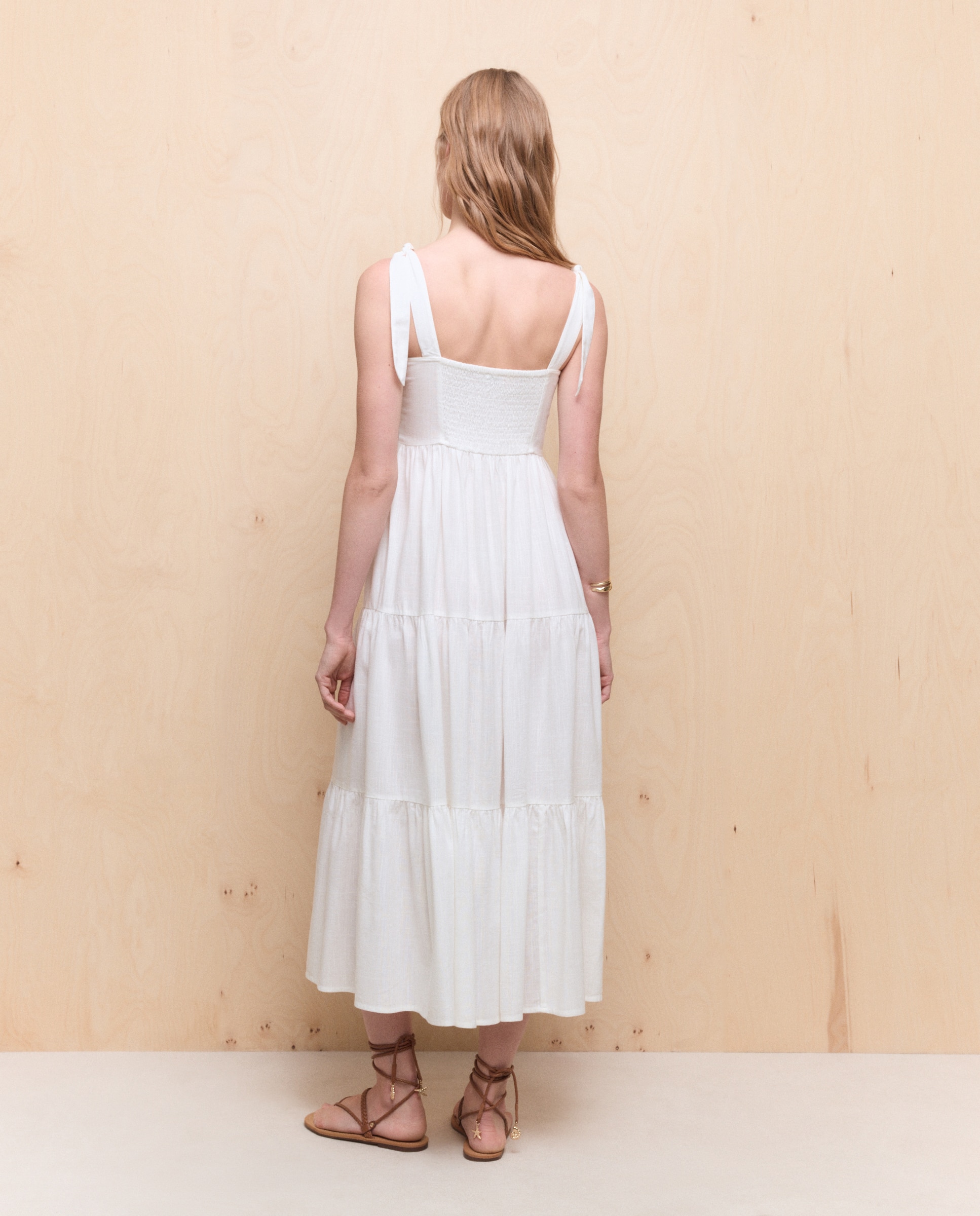 Vestido largo bordado - Easy Wear - Blanco roto Blanco roto-3
