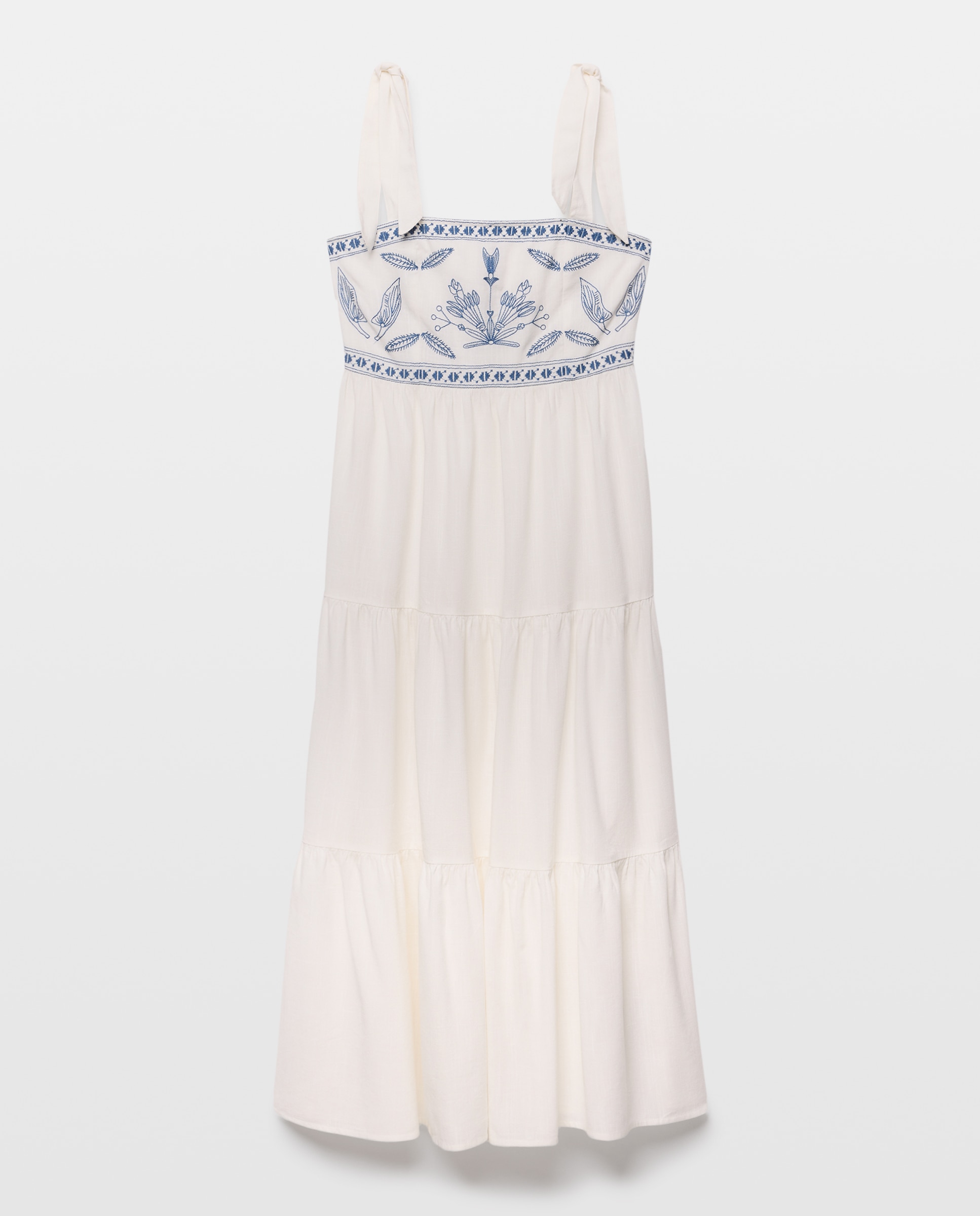 Vestido largo bordado - Easy Wear - Blanco roto Blanco roto-4