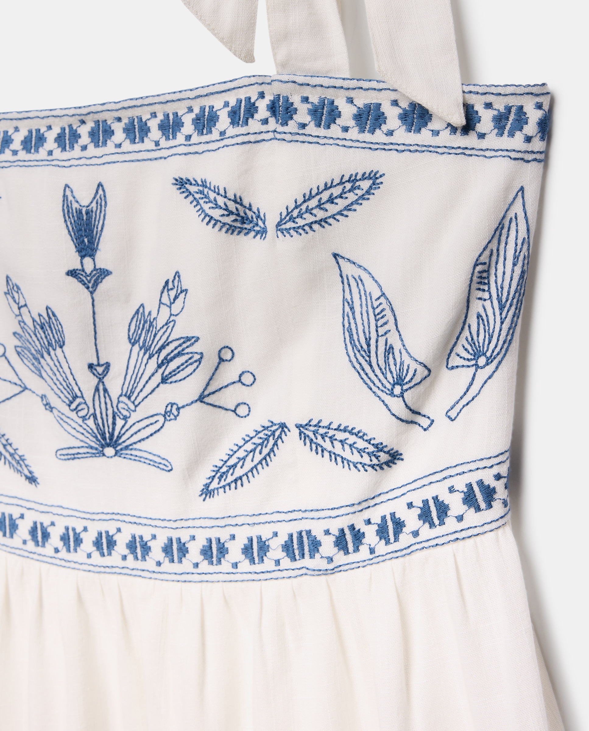 Vestido largo bordado - Easy Wear - Blanco roto Blanco roto-5