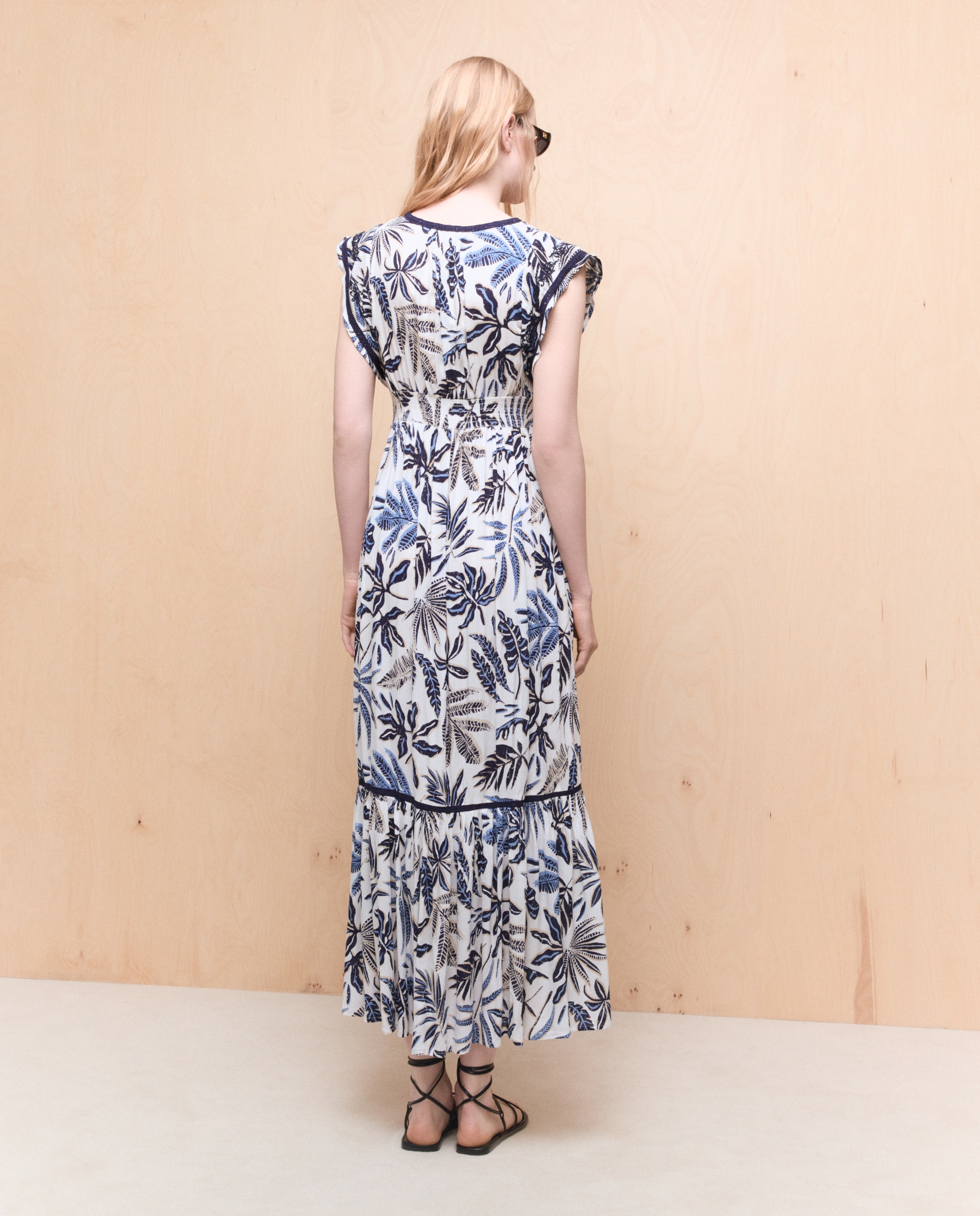 Vestido de mujer largo de bambula. - Easy Wear - Blanco Blanco-3
