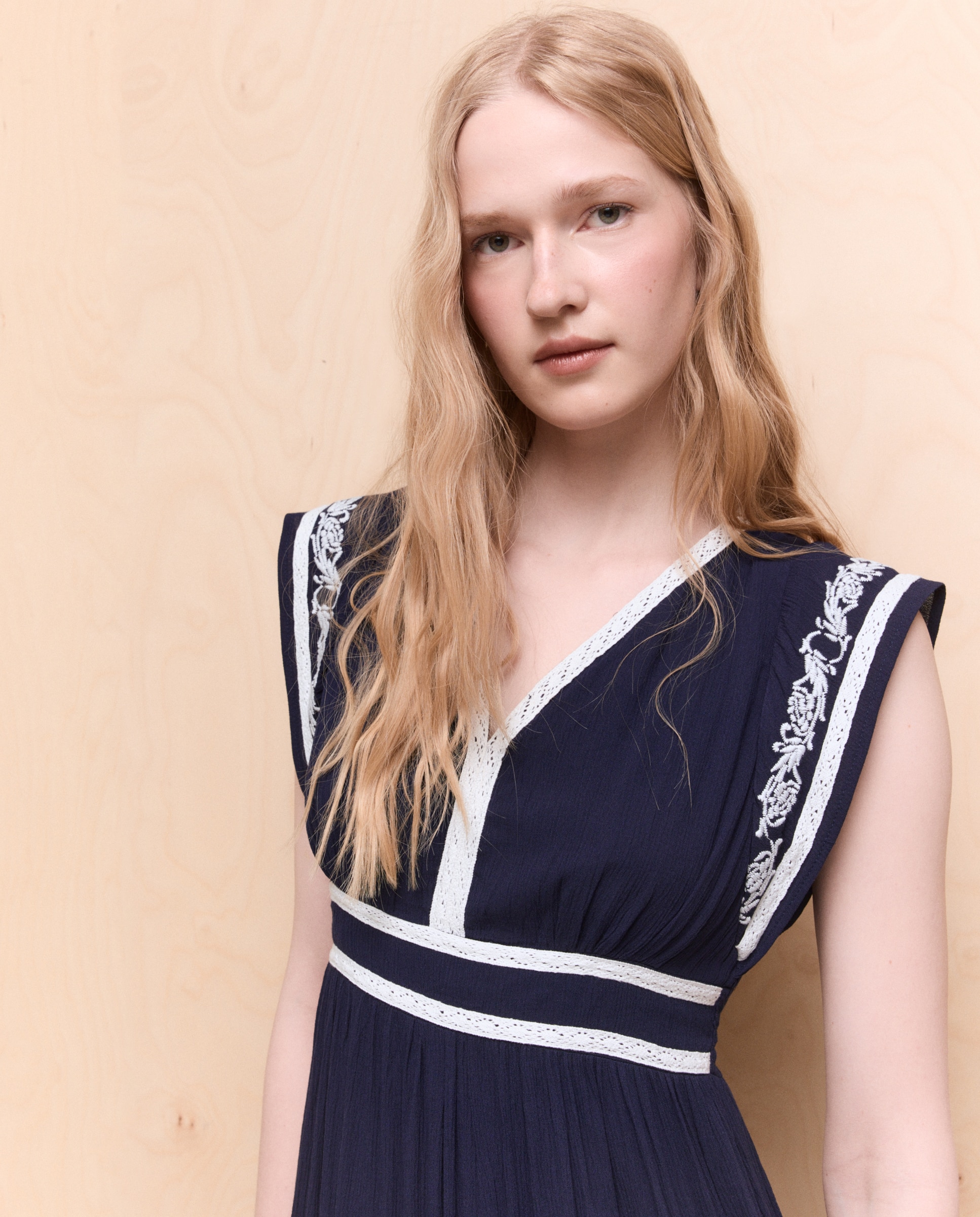 Vestido de mujer largo de bambula. - Easy Wear - Azul marino Azul marino-3