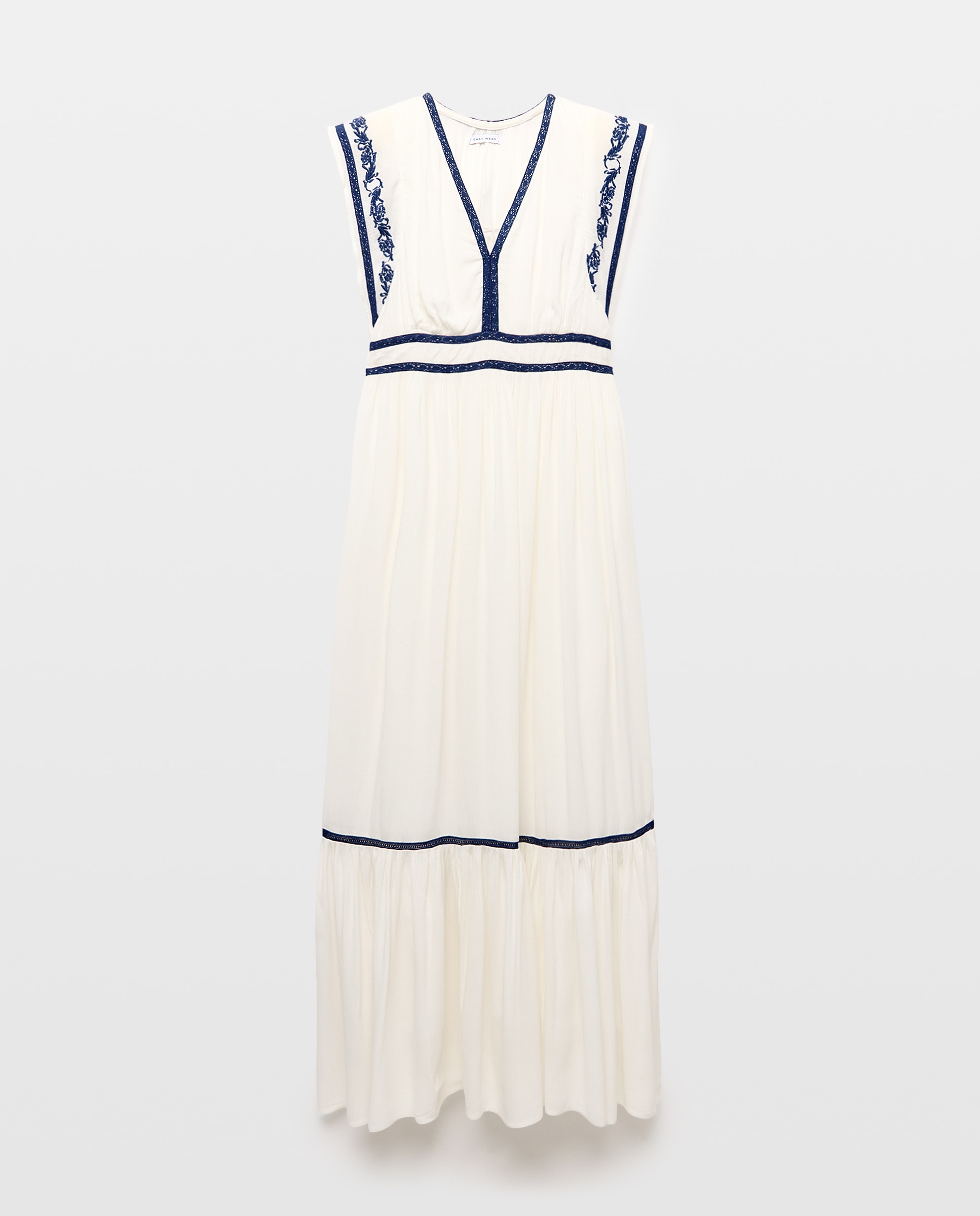 Vestido Comprido Ondulado Branco-marfim-5
