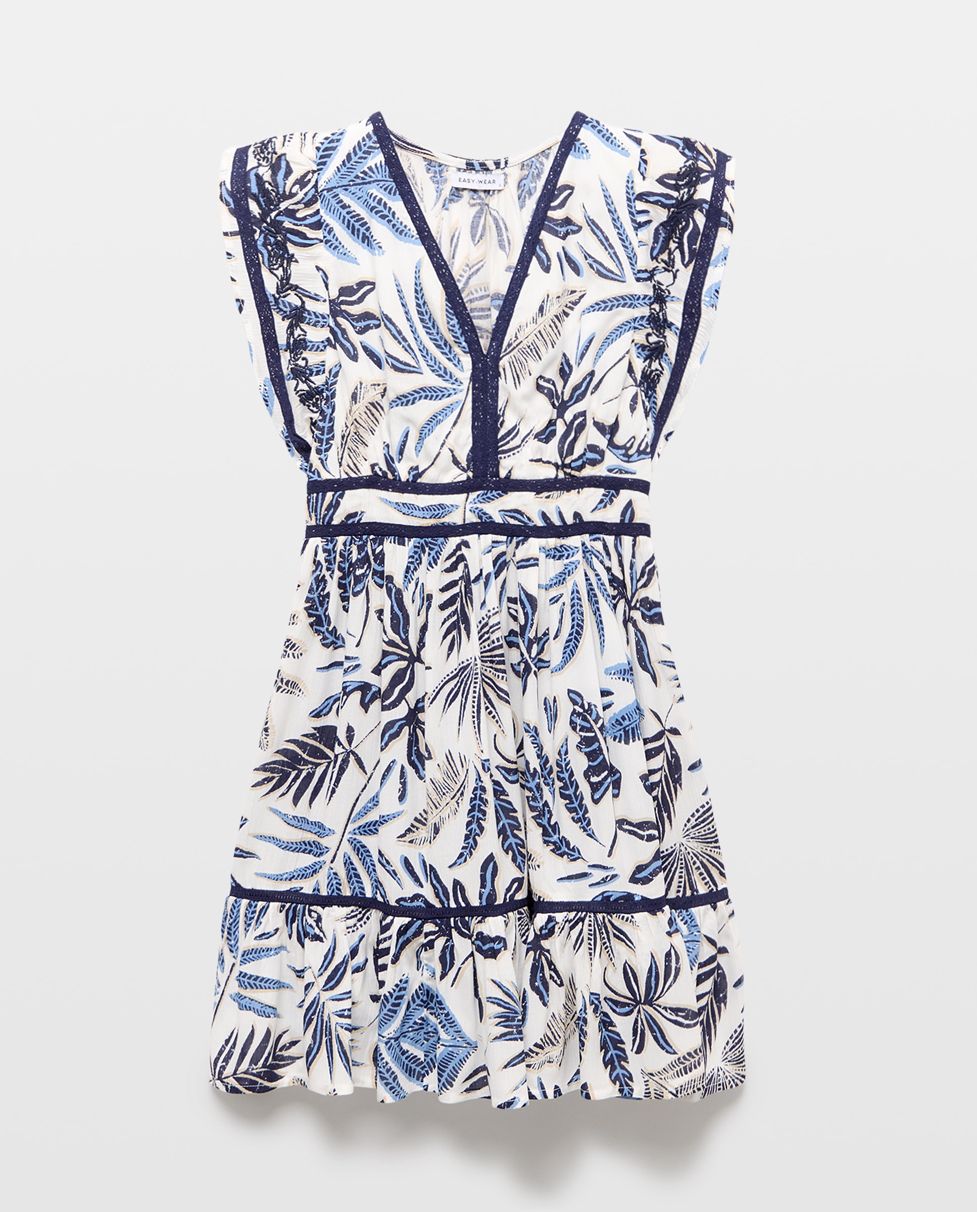 Vestido de mujer corto de bambula. - Easy Wear - Blanco Blanco-5
