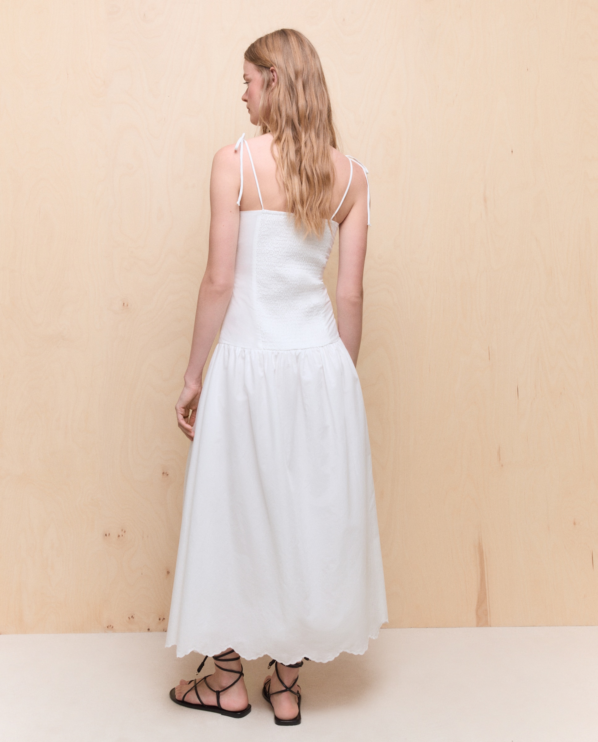 Vestido largo popelín bordado - Easy Wear - Blanco Blanco-3