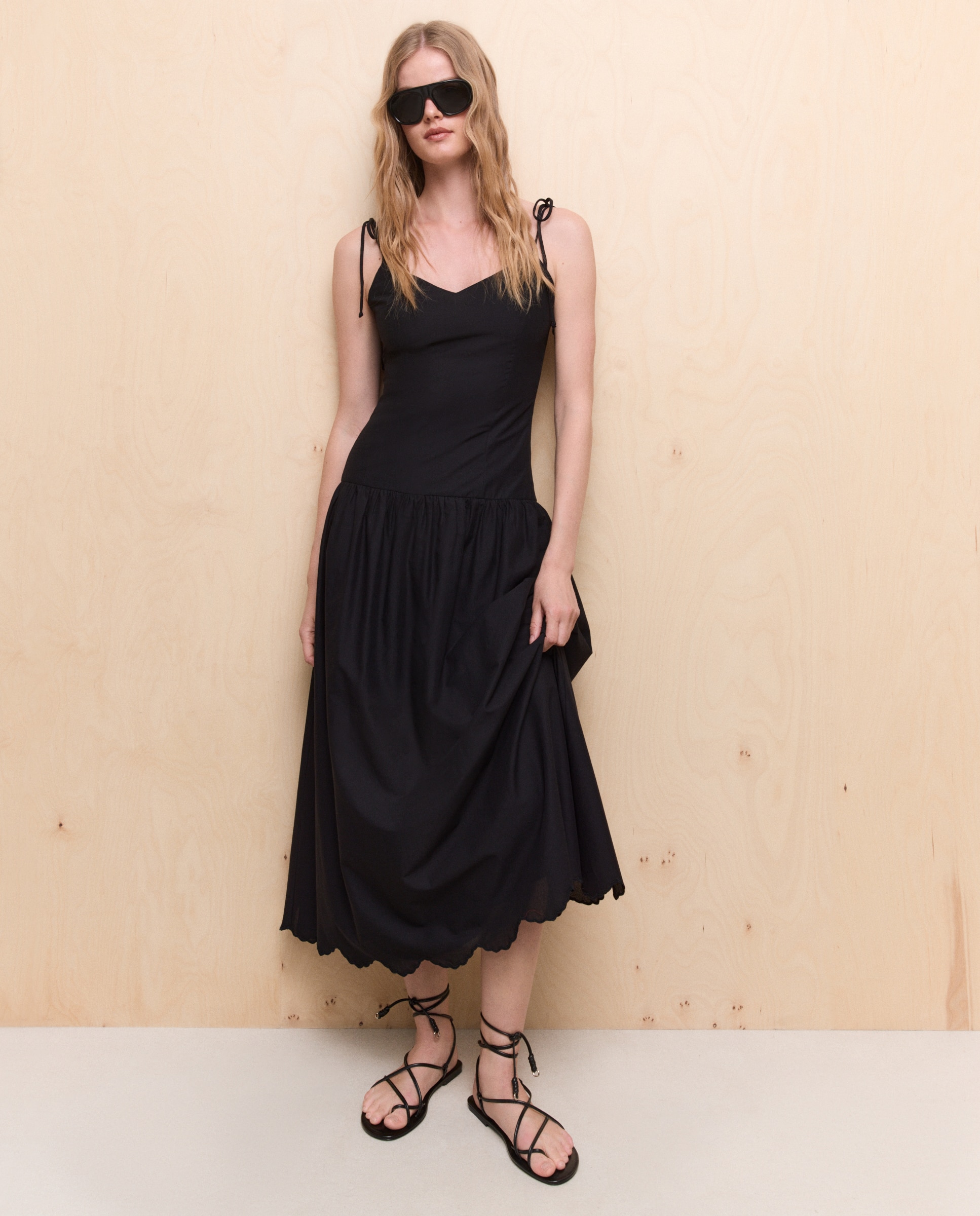 Imagem 0 de Vestido Comprido de Popelina com Bordado