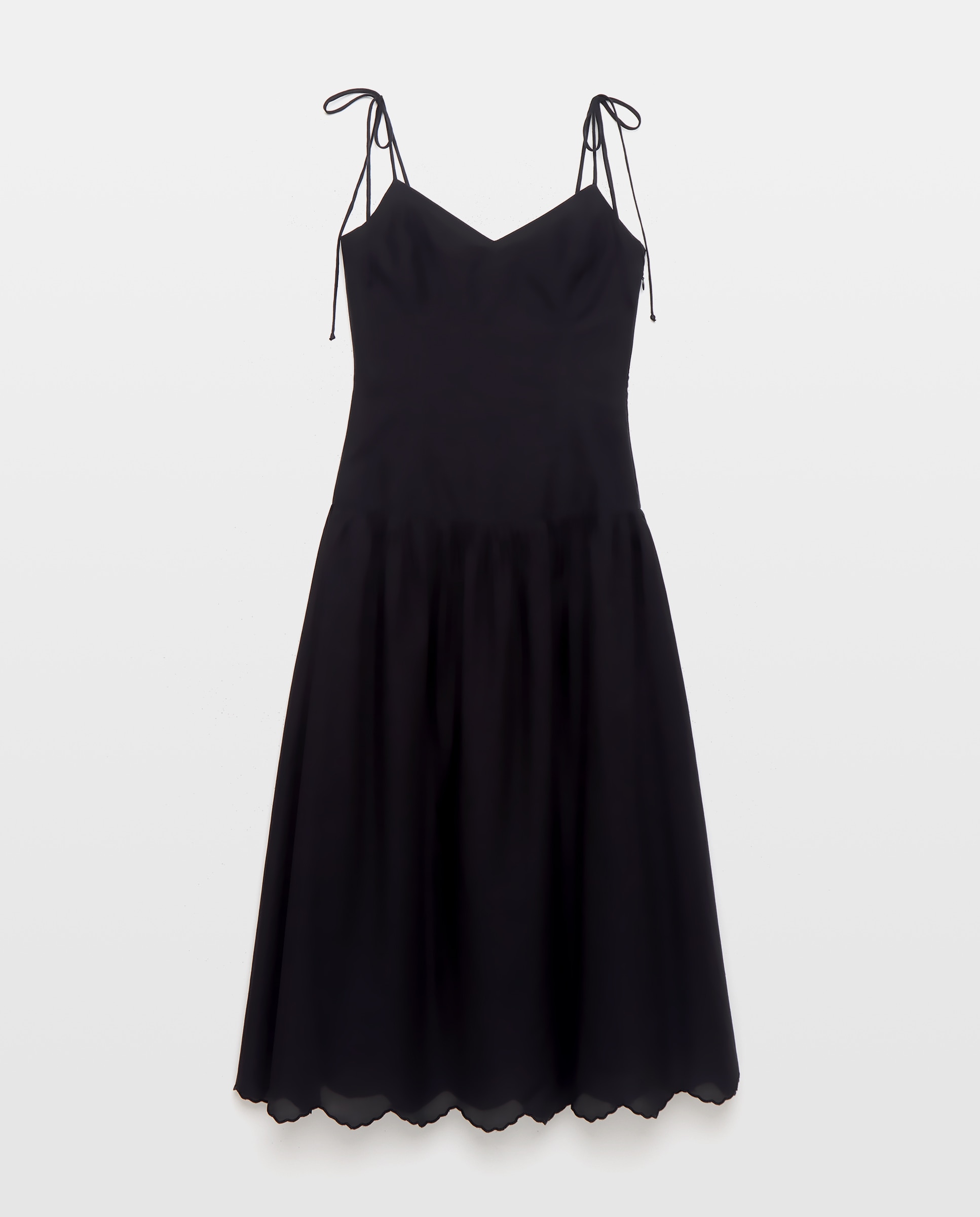 Vestido Comprido de Popelina com Bordado Preto-5