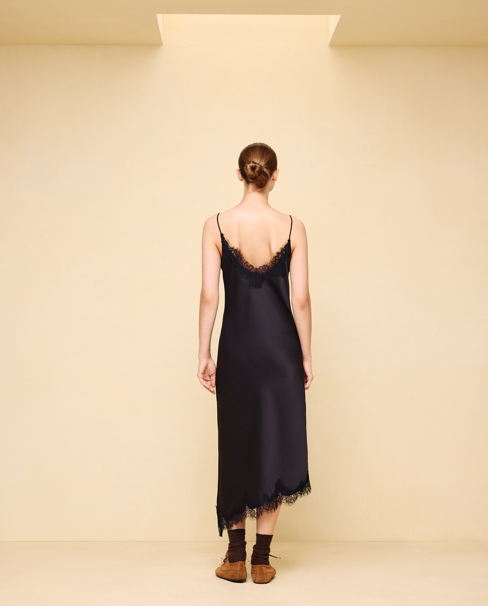 Vestido midi lencero encaje - Easy Wear - Negro Negro-2