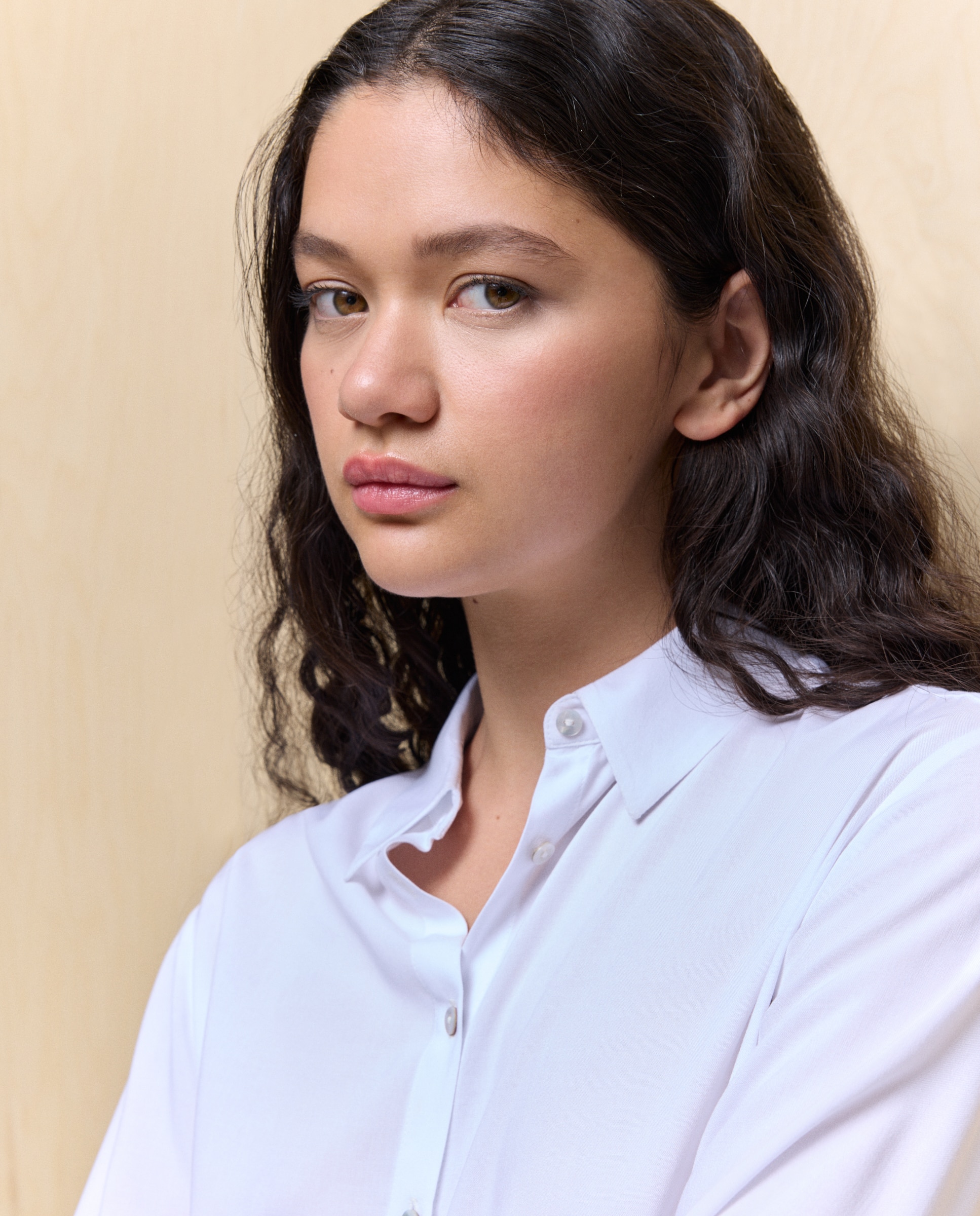 Camisa de mujer de manga larga con viscosa - Easy Wear - Blanco Blanco-3
