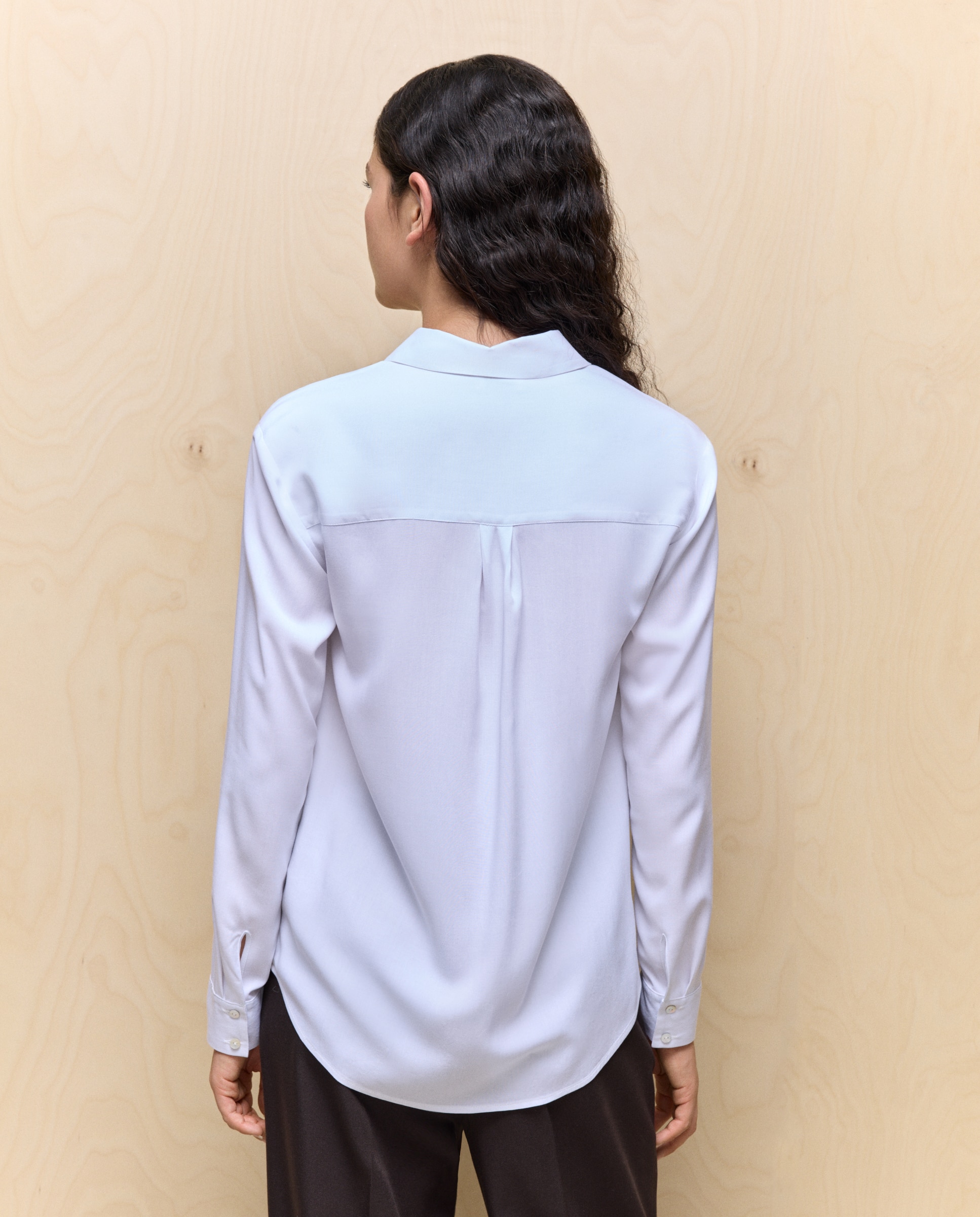 Camisa de mujer de manga larga con viscosa - Easy Wear - Blanco Blanco-4