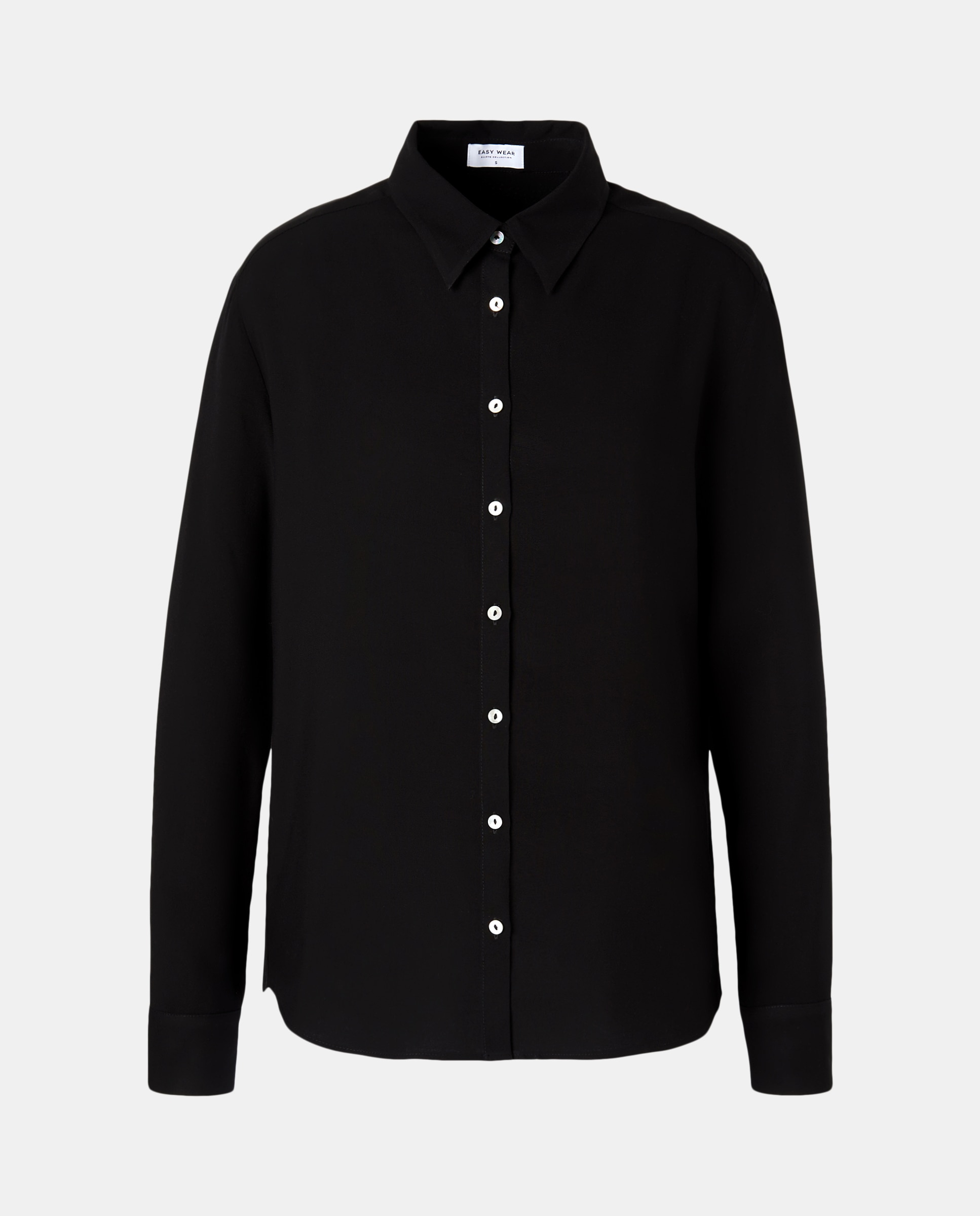 Camisa de Viscose com Manga Comprida Preto-4