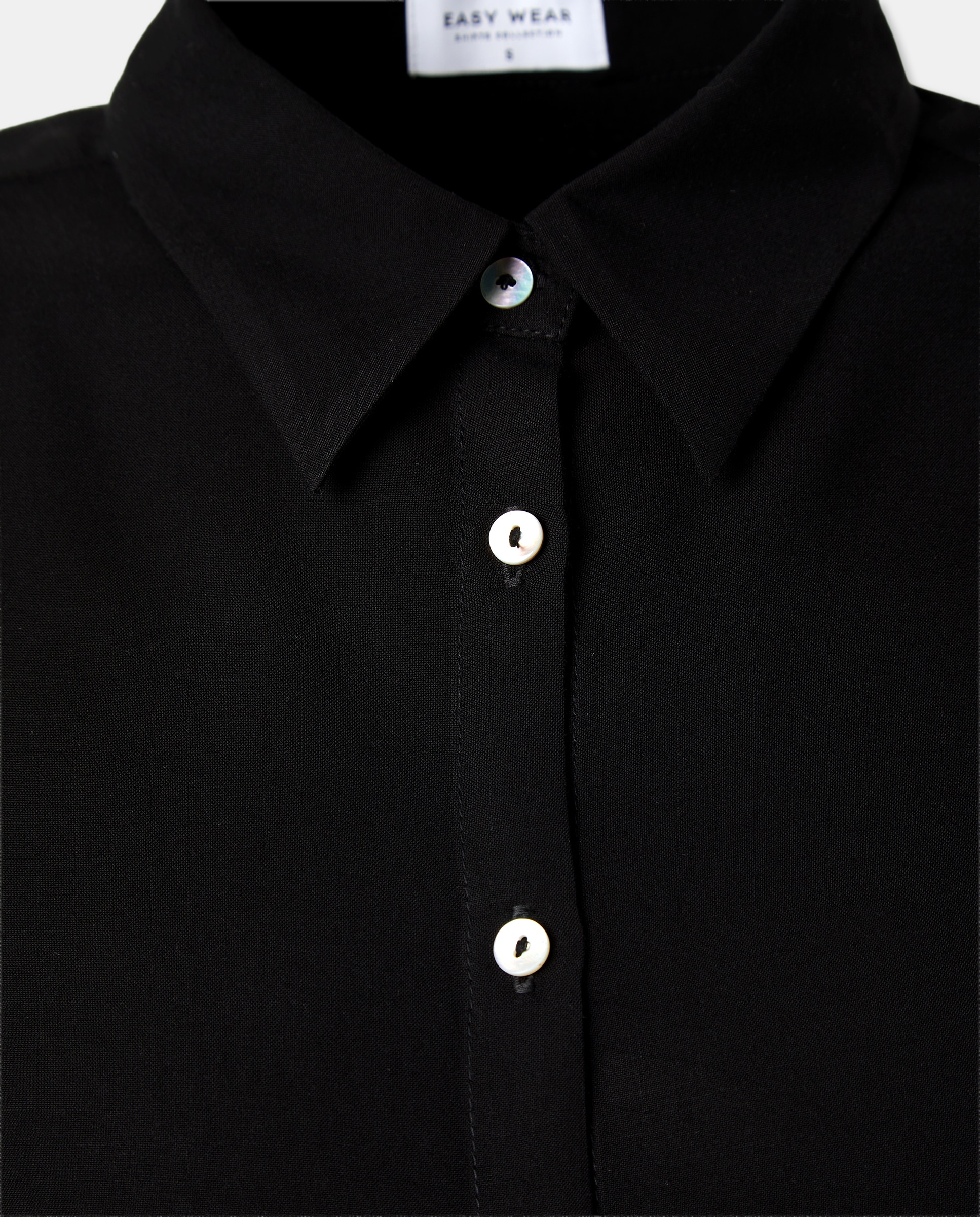 Camisa de Viscose com Manga Comprida Preto-6