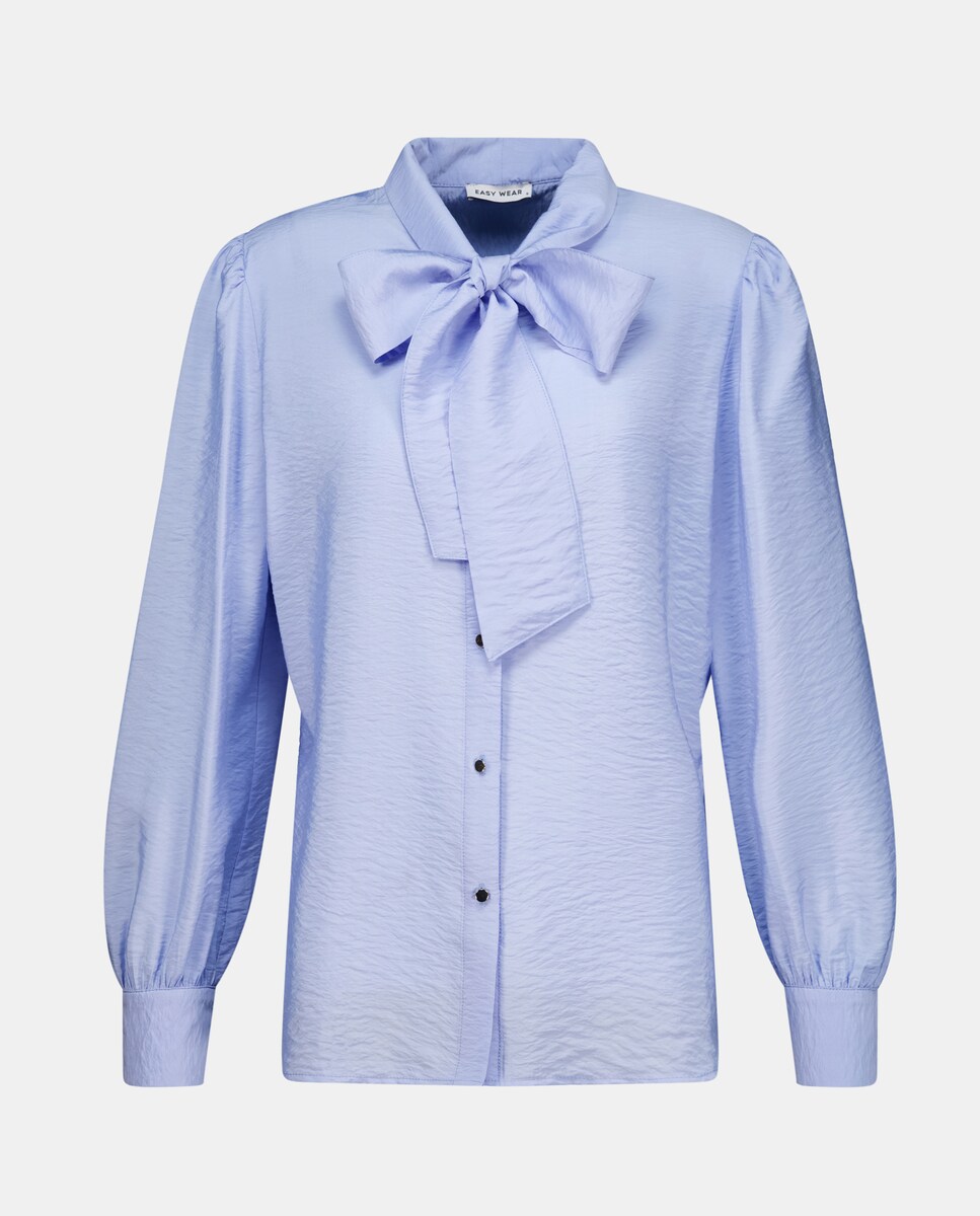 Camisa de Manga Comprida com Laço 410 Azul Claro-5