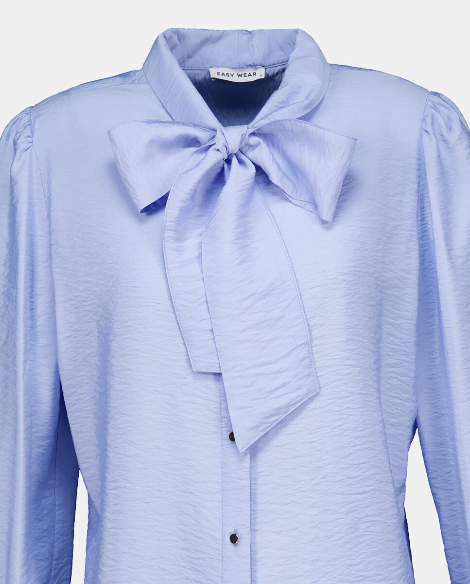 Camisa de Manga Comprida com Laço 410 Azul Claro-6
