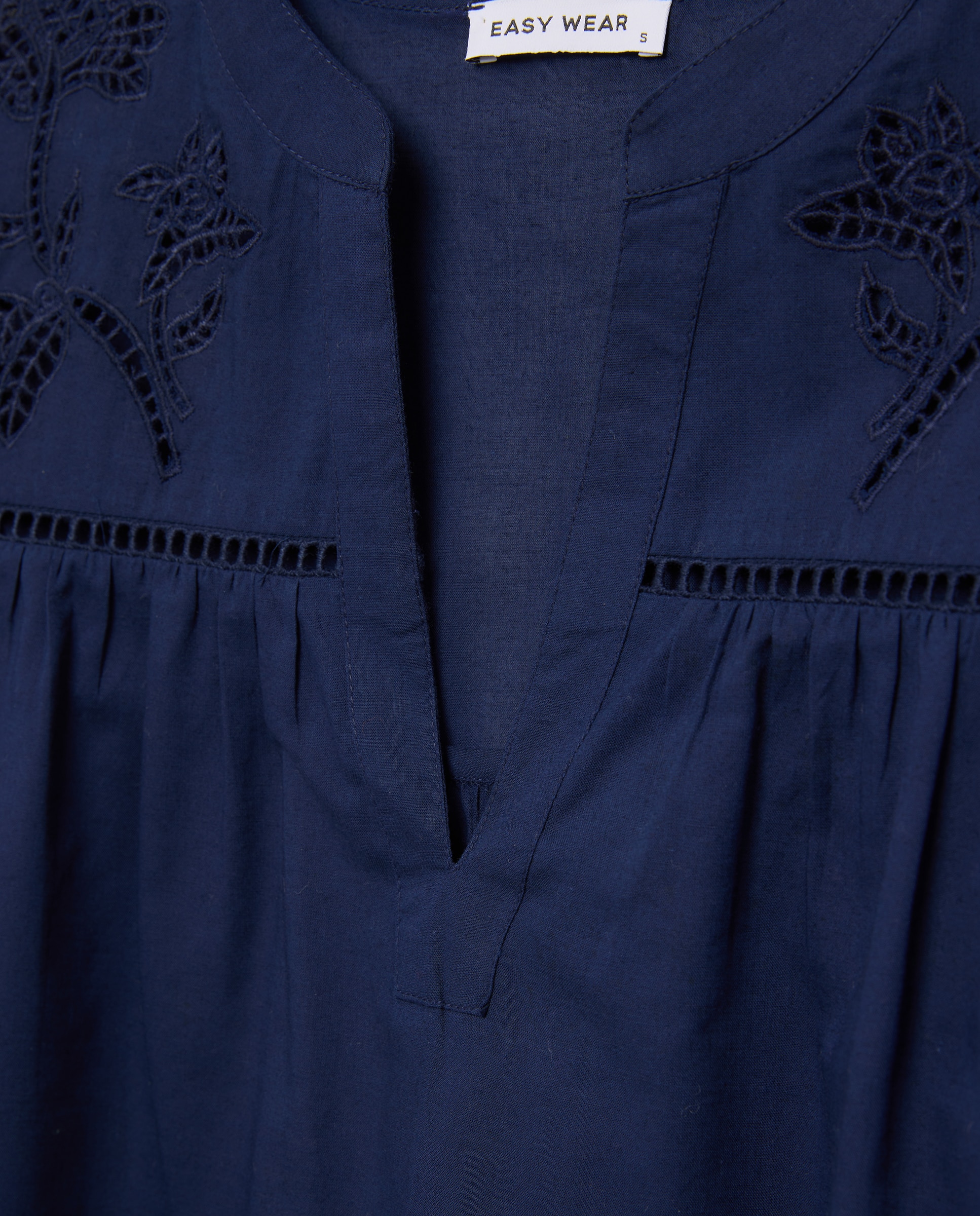 Blusa popelín de mujer bordada - Easy Wear - Azul marino Azul marino-5