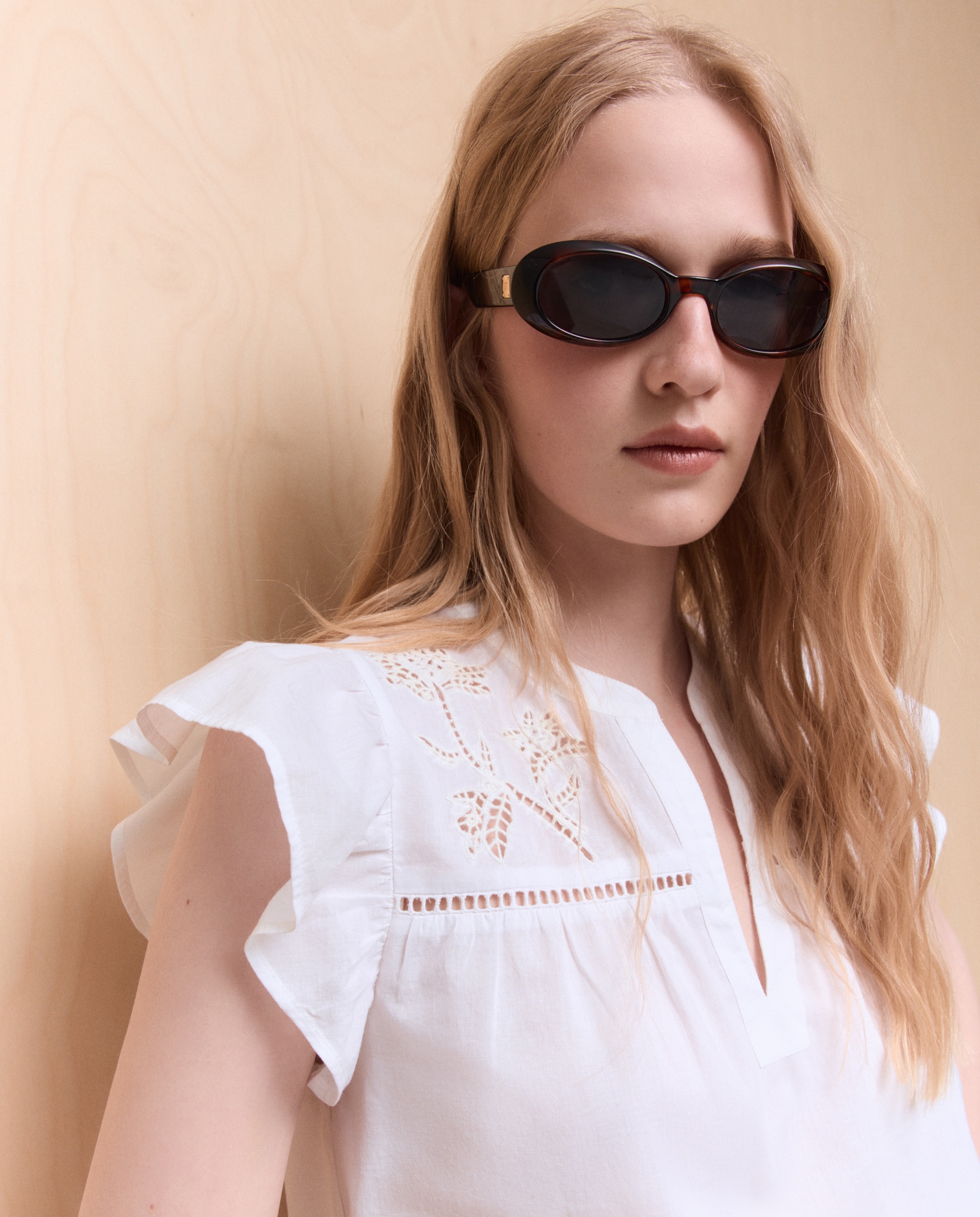 Blusa popelín de mujer bordada - Easy Wear - Blanco Blanco-1