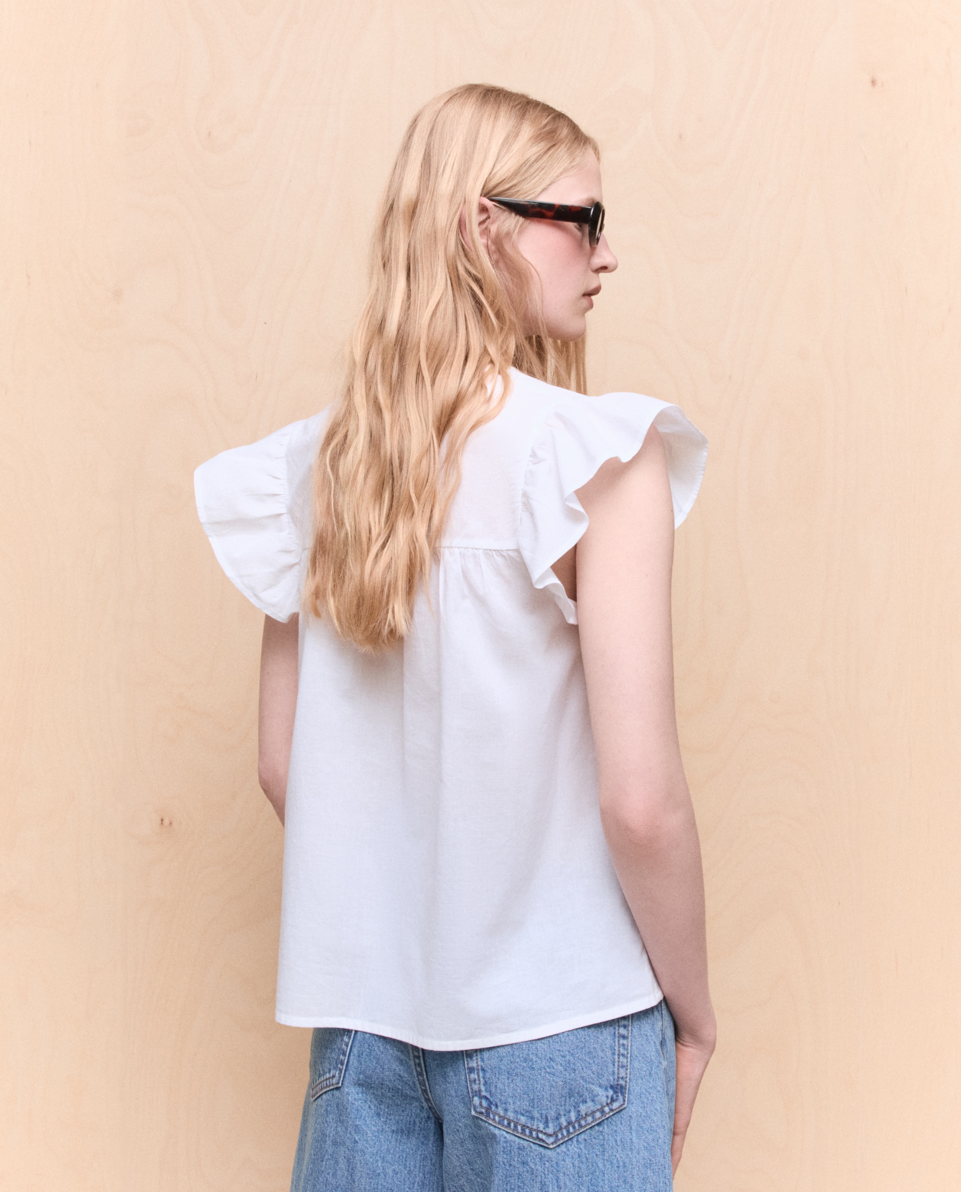 Blusa popelín de mujer bordada - Easy Wear - Blanco Blanco-3
