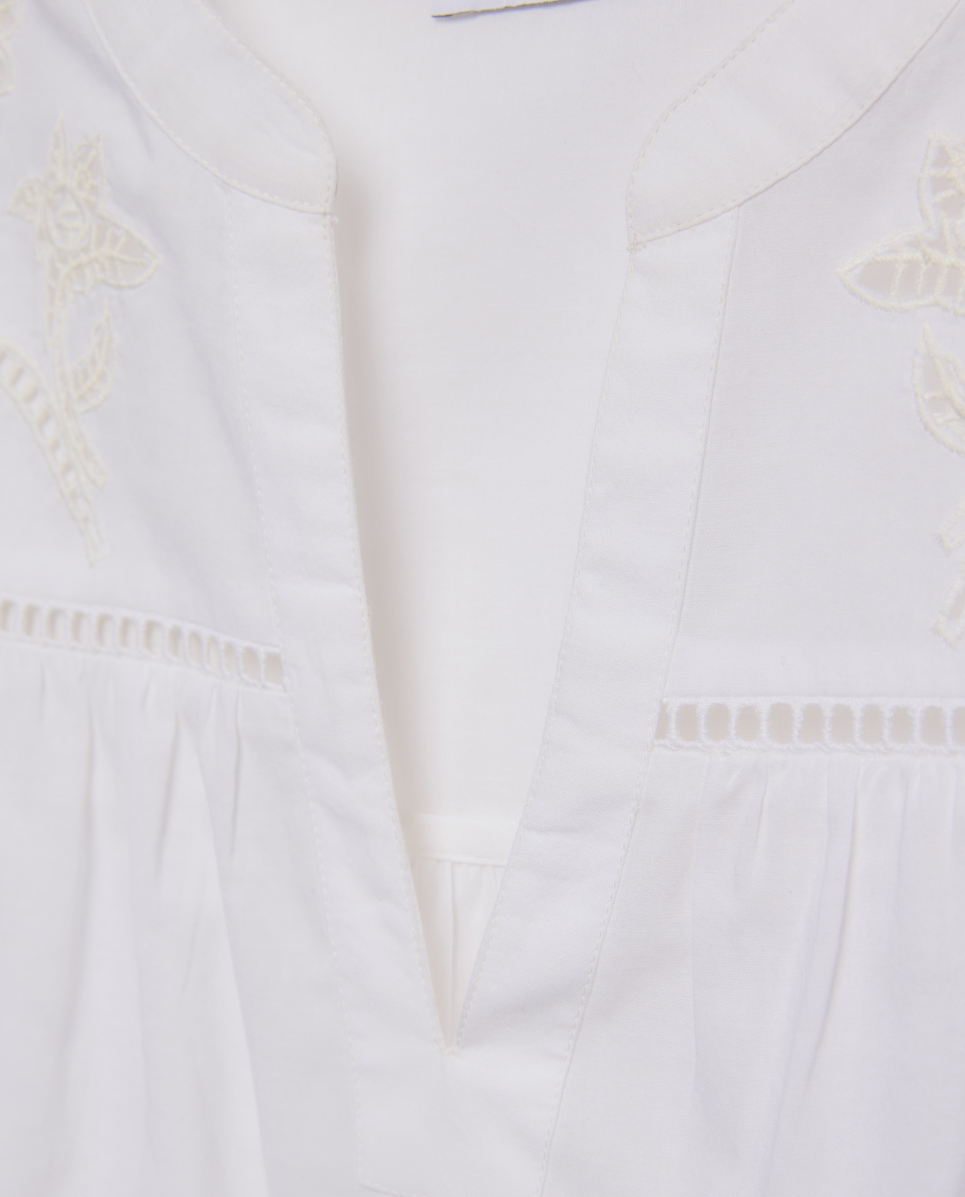 Blusa popelín de mujer bordada - Easy Wear - Blanco Blanco-6