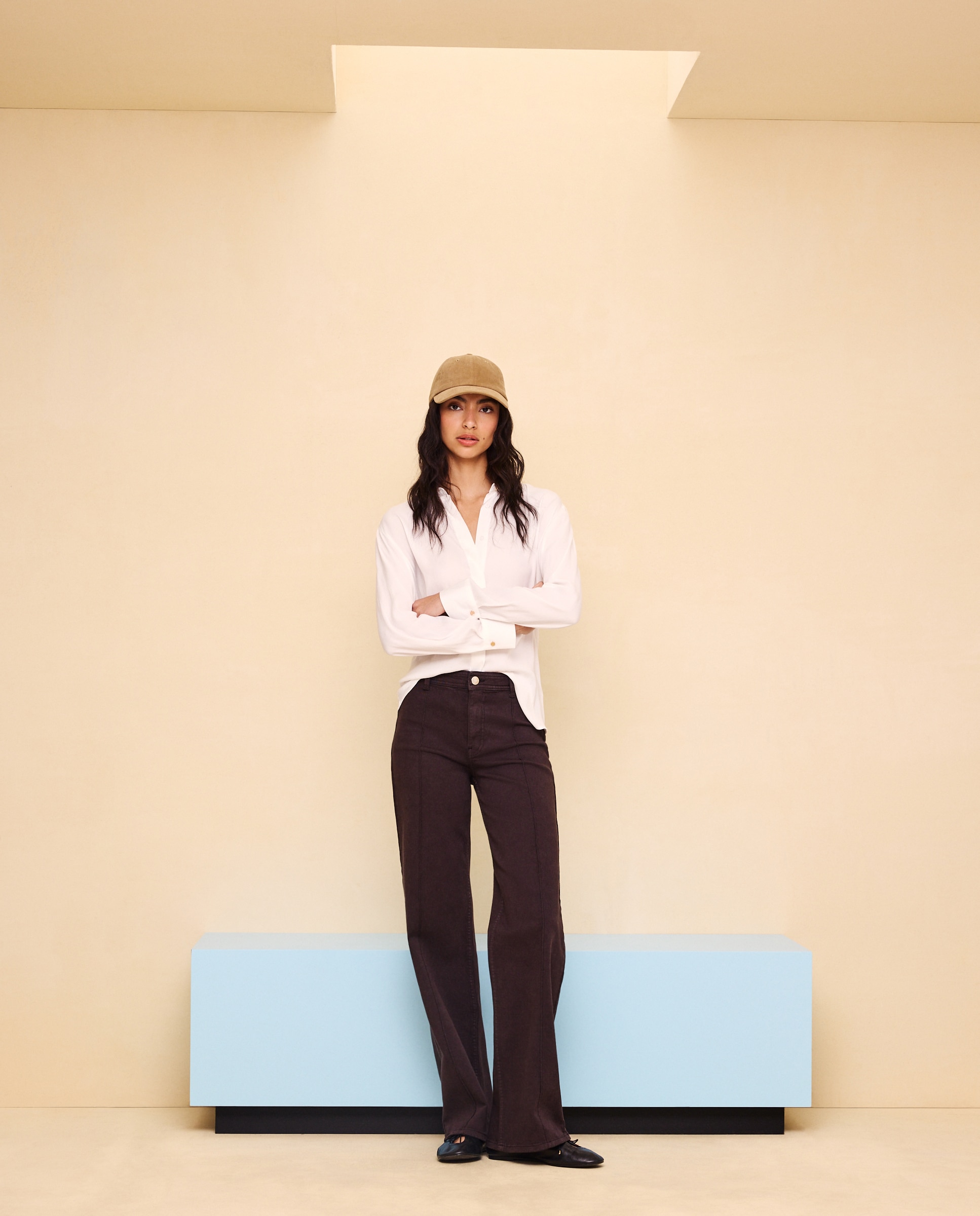 Camisa de mujer satinada - Easy Wear - Blanco Blanco-2