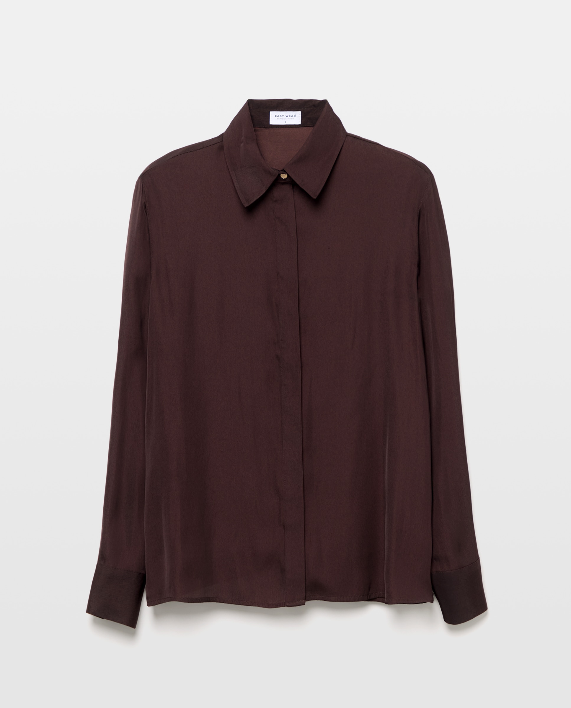 Camisa acetinada de mulher Chocolate-4