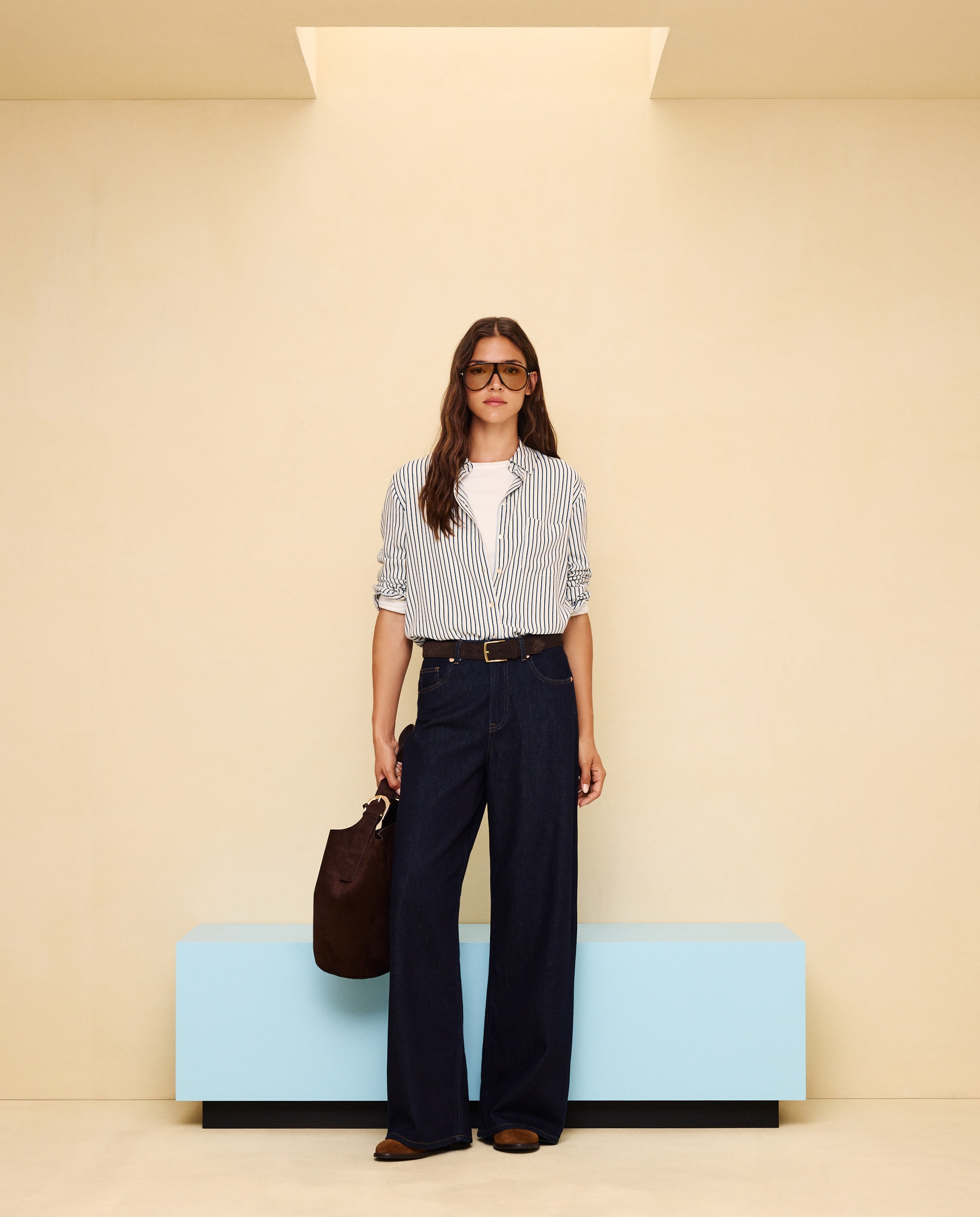Camisa fluida lisa de mujer - Easy Wear - Azul Azul-2