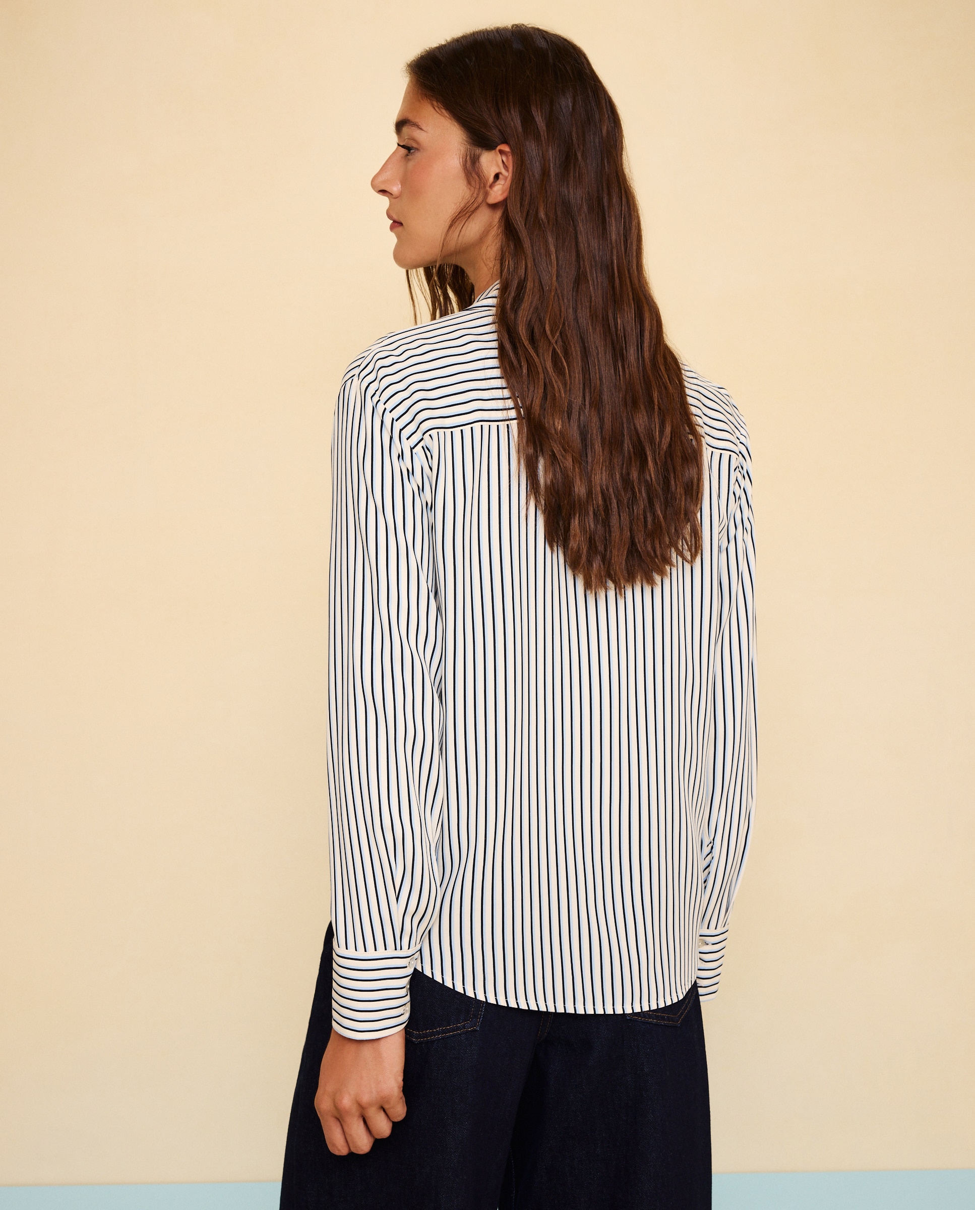 Camisa fluida lisa de mujer - Easy Wear - Azul Azul-3