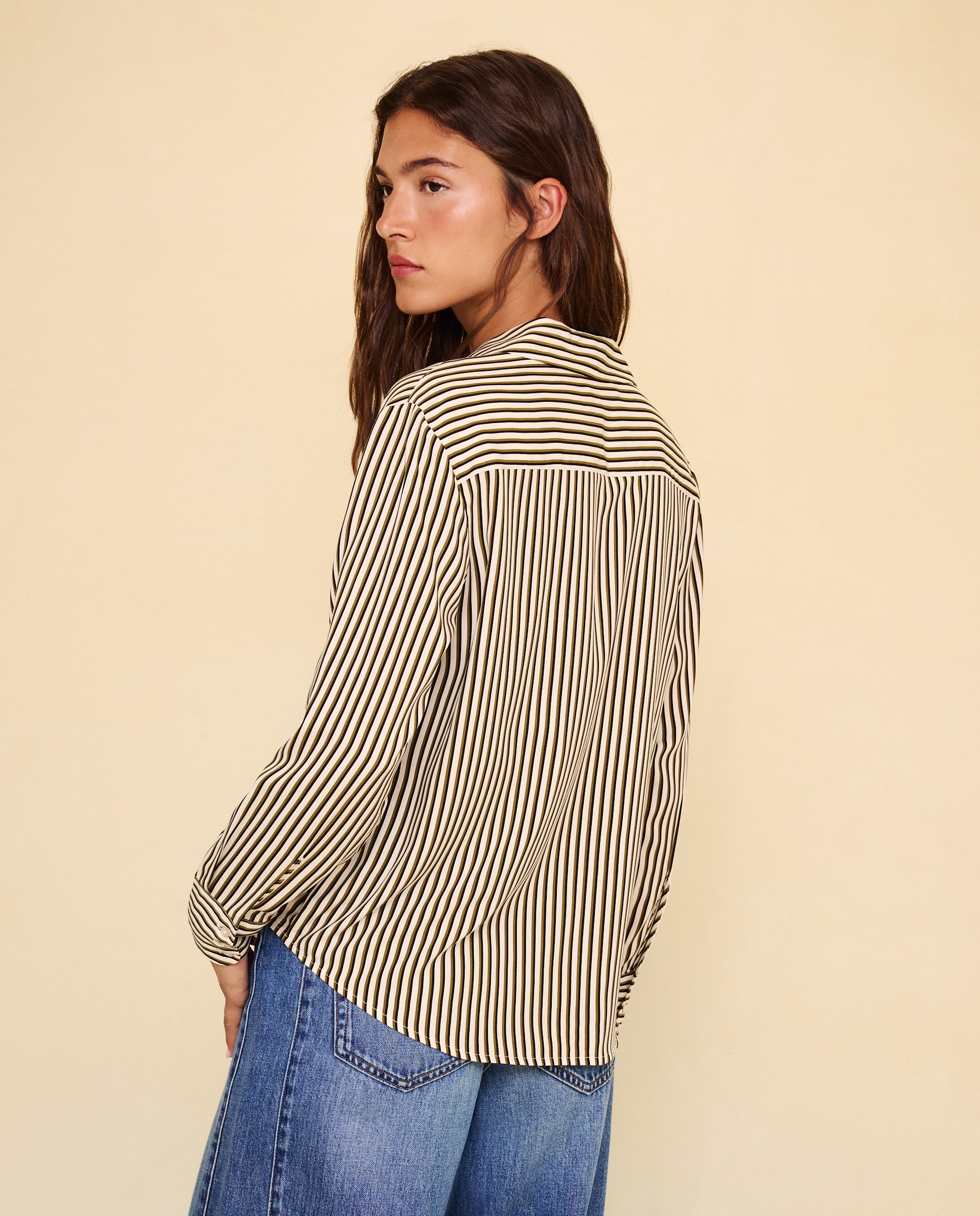 Camisa fluida lisa de mujer - Easy Wear - Verde Verde-3