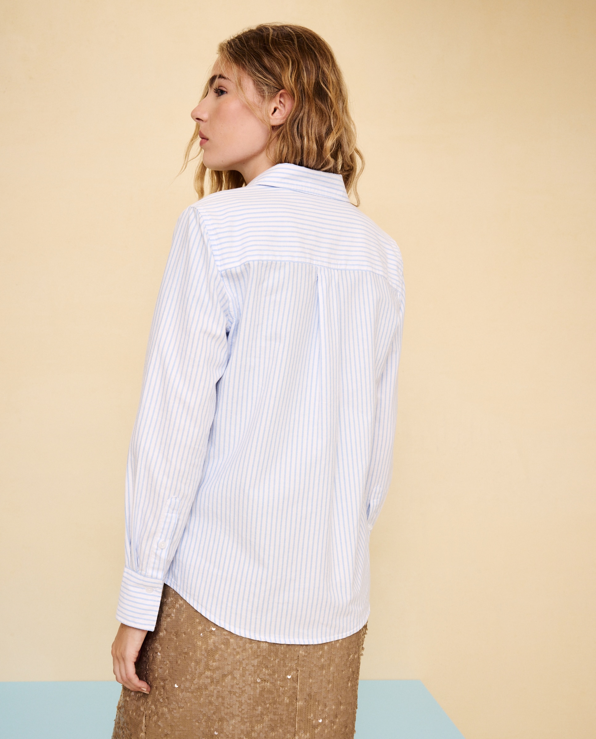 Camisa Oxford estampada de mujer - Easy Wear - Azul Azul-3