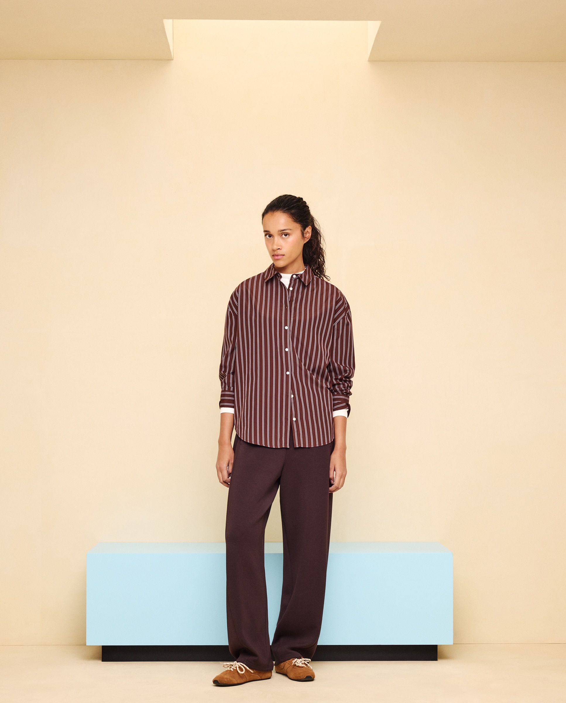 Imagen 2 de Camisa fluida con estampado de rayas de mujer - Easy Wear - Marrón Marrón