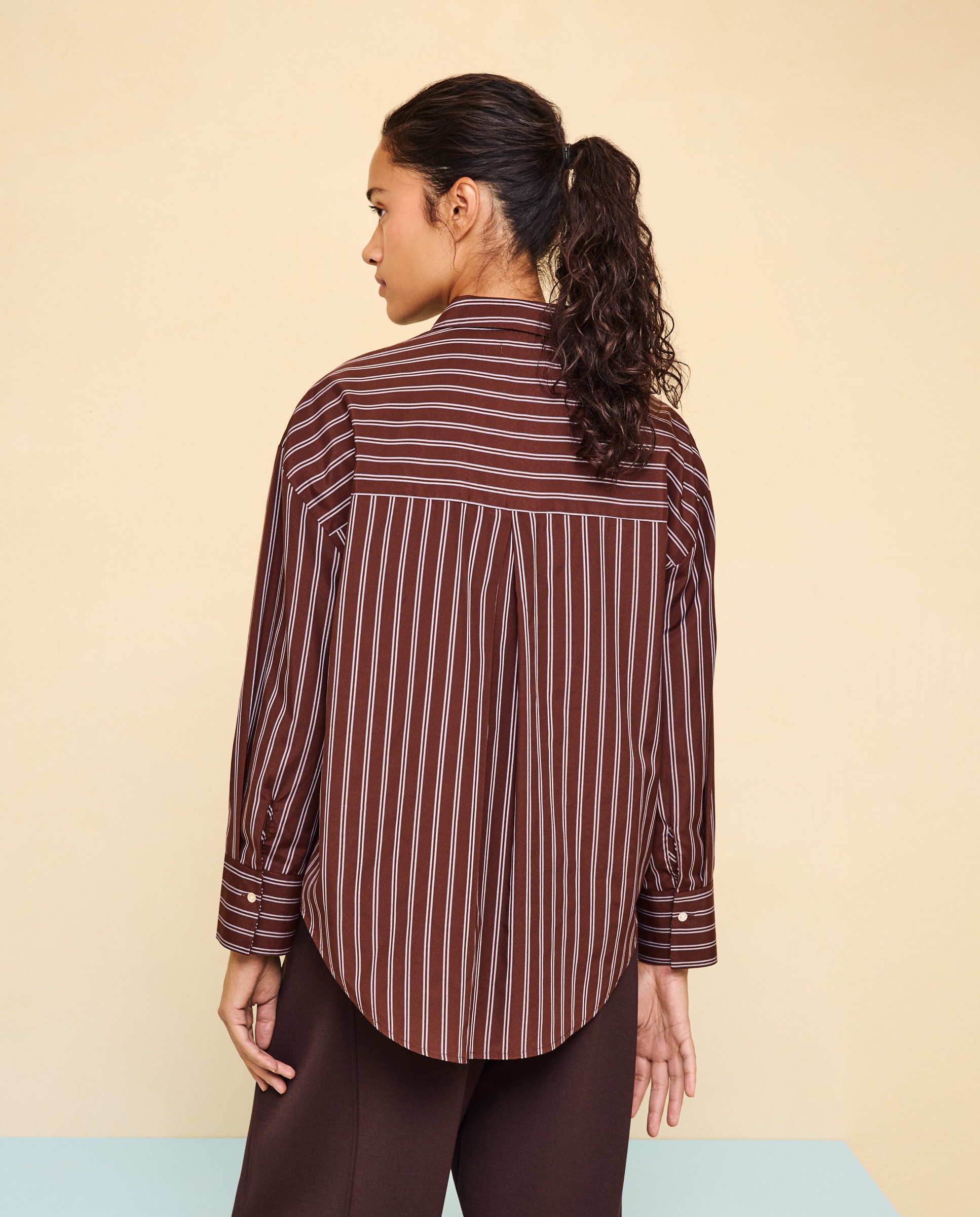 Imagen 3 de Camisa fluida con estampado de rayas de mujer - Easy Wear - Marrón Marrón