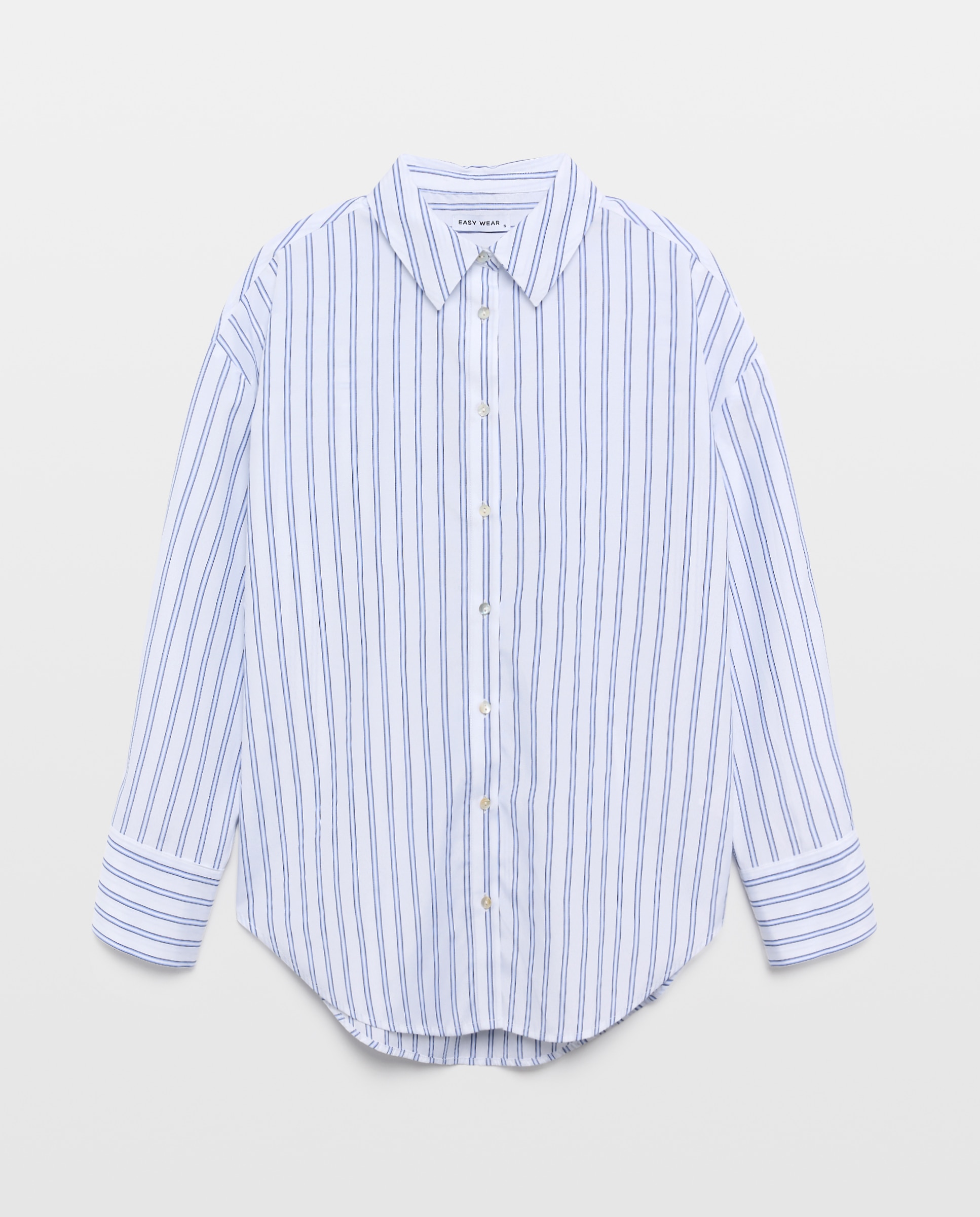 Camisa Fluida com Estampado às Riscas Azul-marinho-4