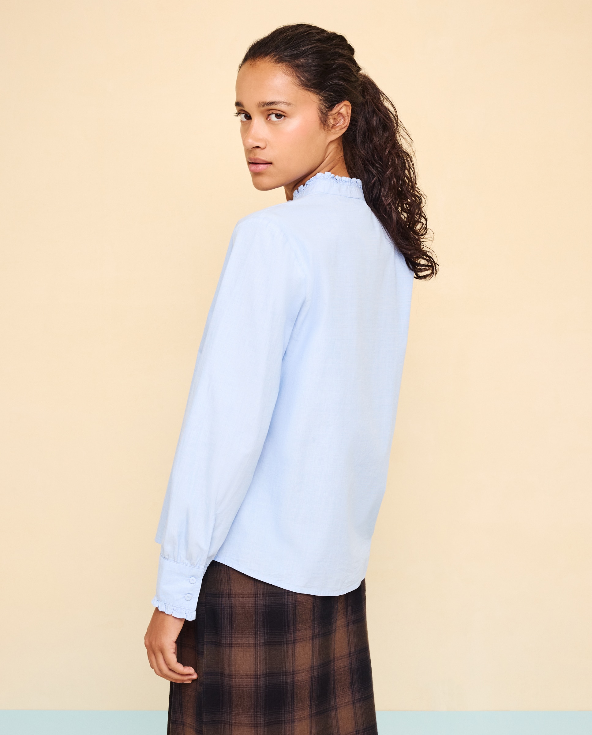 Camisa cuello volante de mujer - Easy Wear - 400 Azul 400 Azul-3