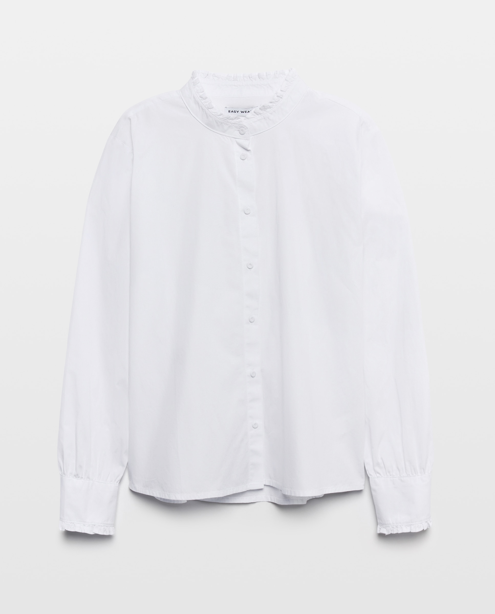 Camisa de Colarinho com Folho de Mulher Branco-2