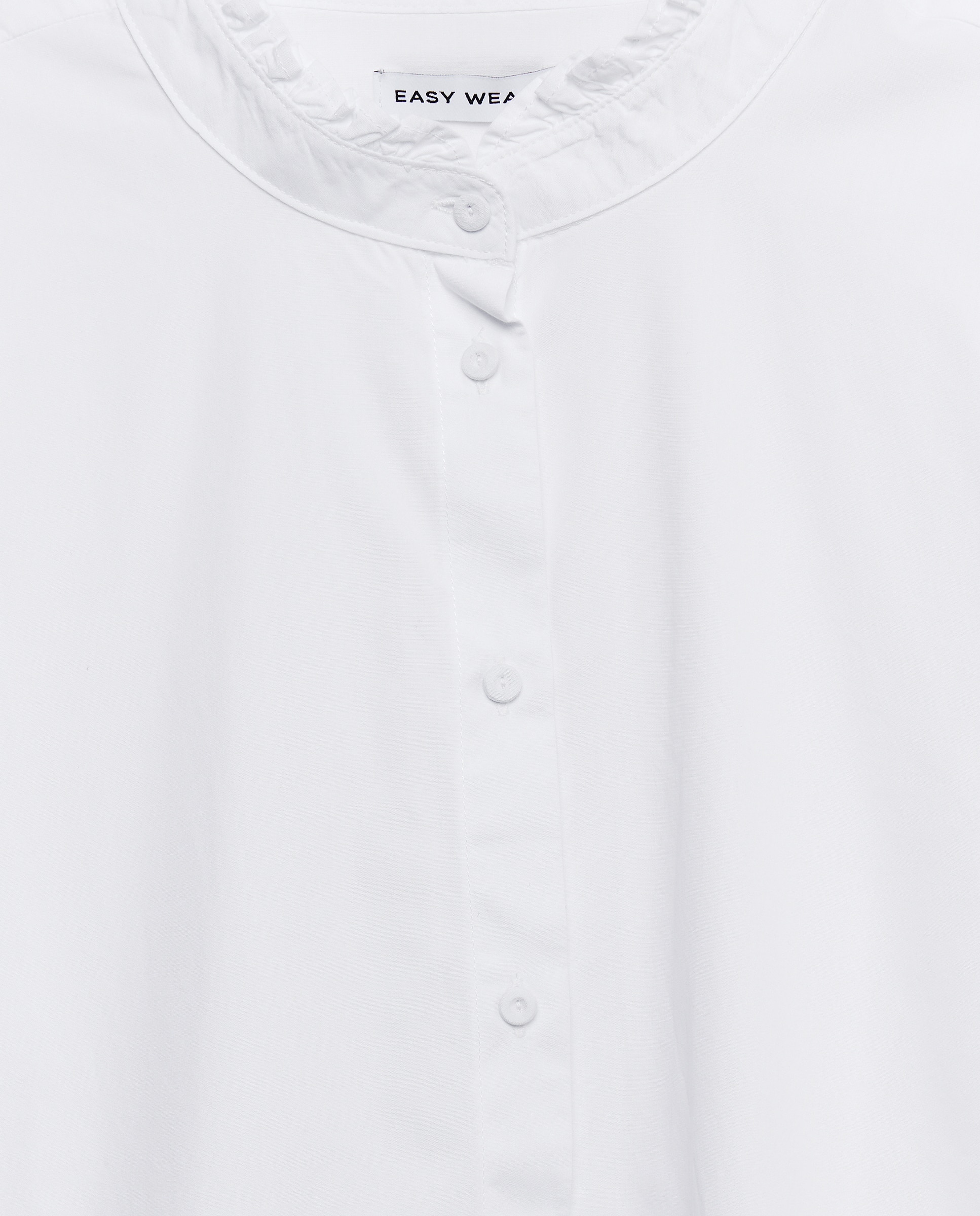 Camisa de Colarinho com Folho de Mulher Branco-3