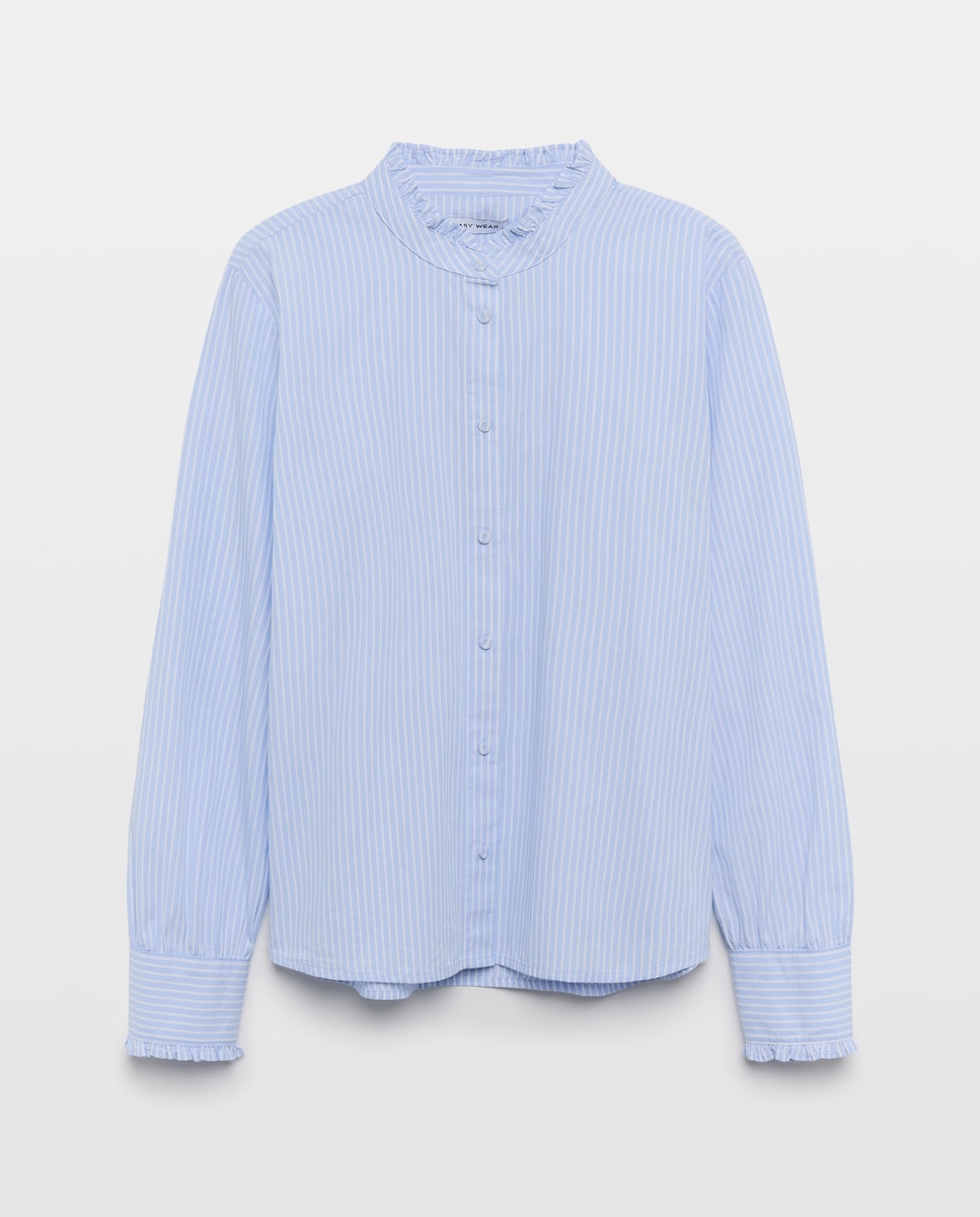 Imagen 0 de Camisa cuello volante de mujer Azul