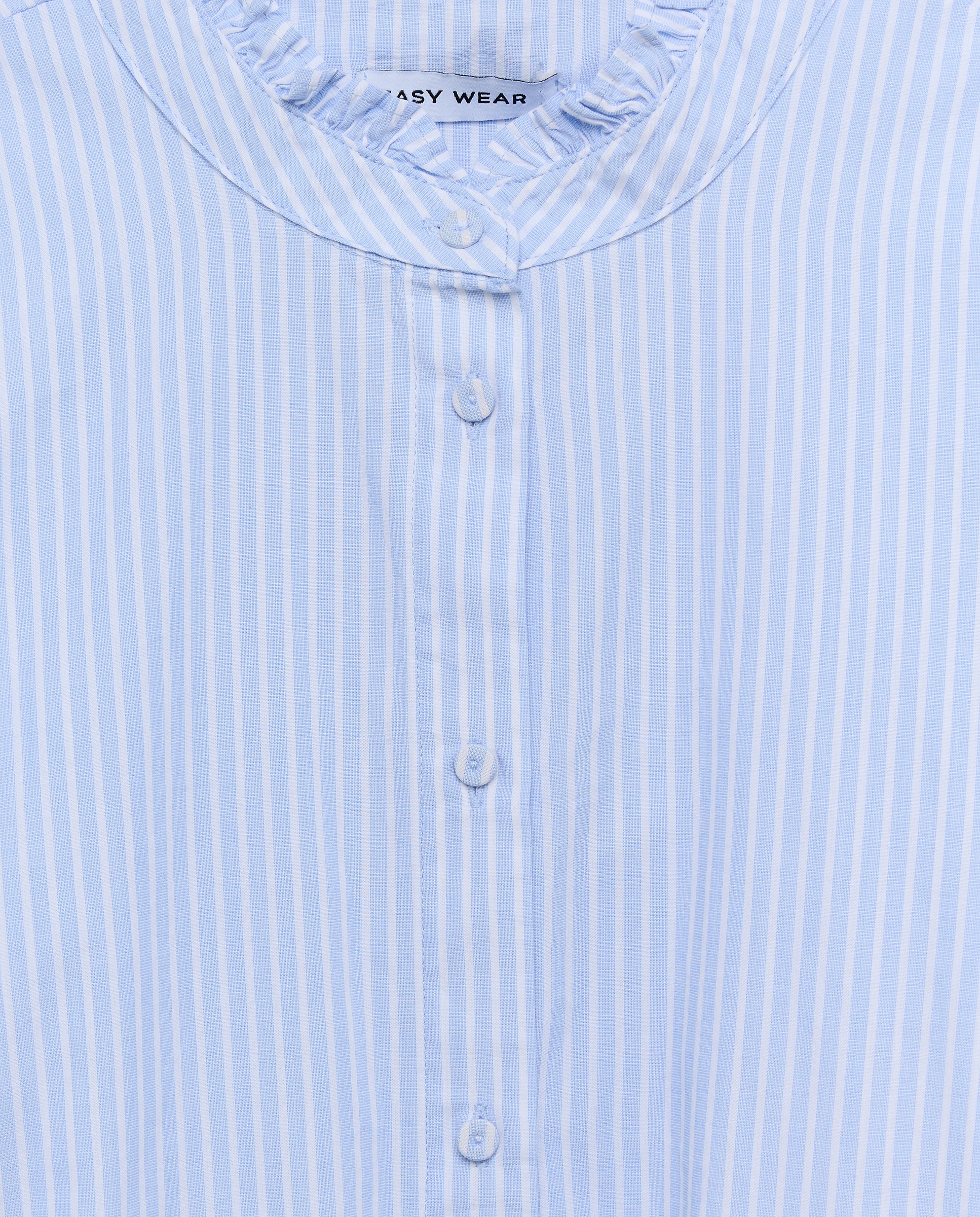 Camisa de Colarinho com Folho de Mulher Azul-5