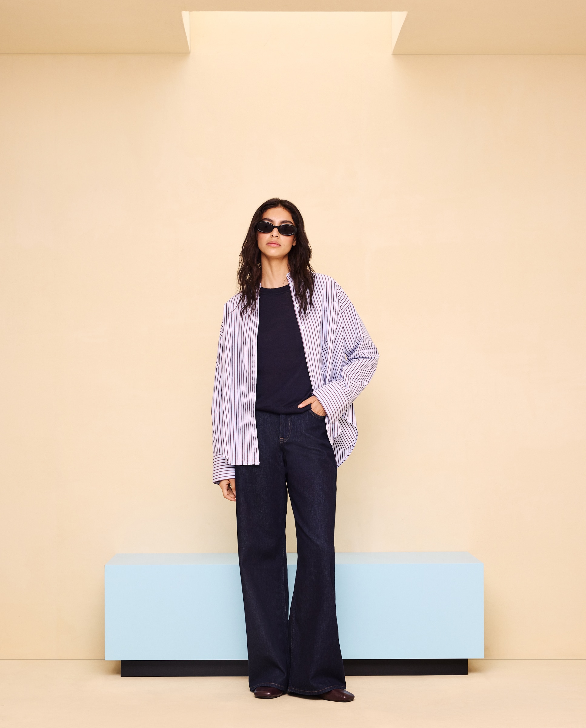 Camisa oversize lisa de mujer - Easy Wear - Azul marino Azul marino-2