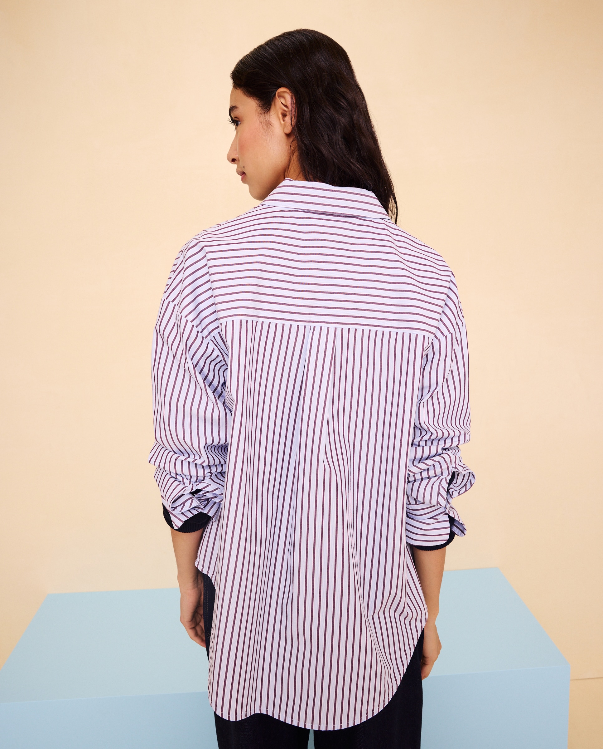 Camisa oversize lisa de mujer - Easy Wear - Azul marino Azul marino-3