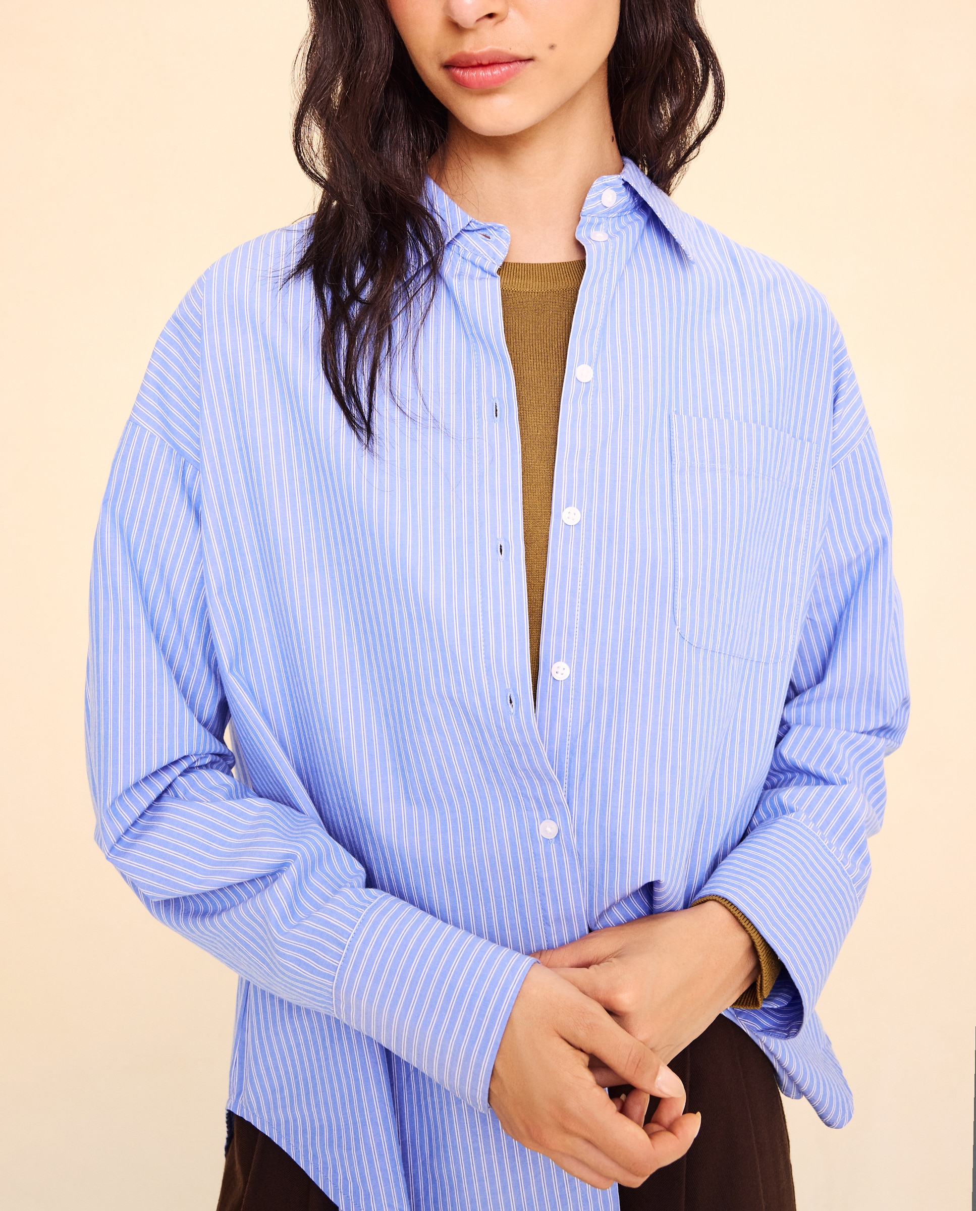 Camisa Oversize Lisa Azul-2
