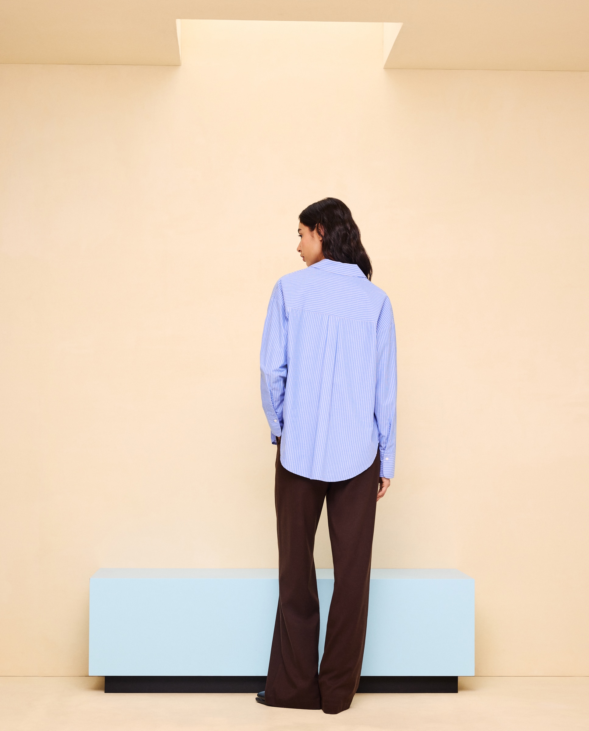 Camisa Oversize Lisa Azul-3