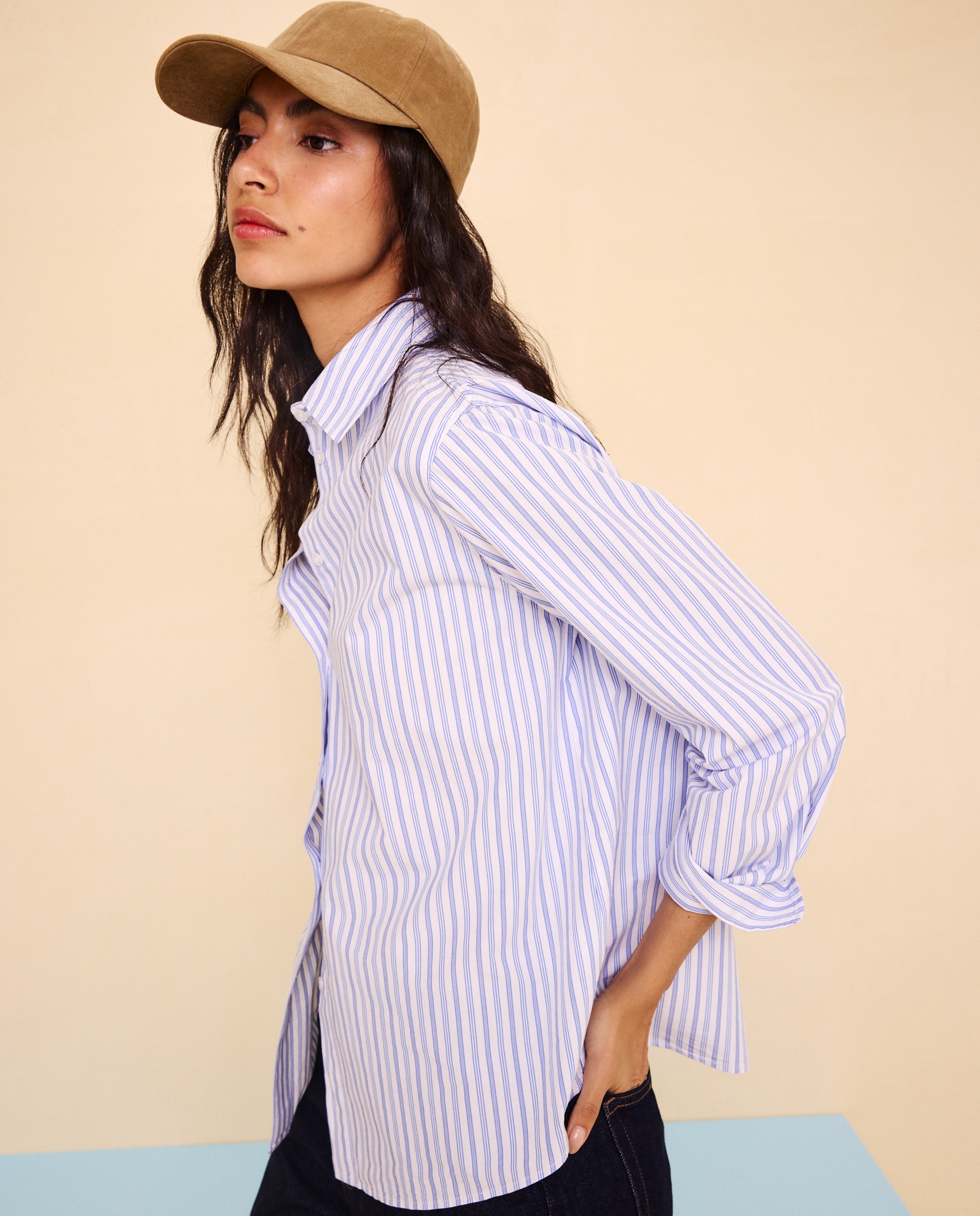 Camisa de manga larga estampada de mujer - Easy Wear - Azul marino Azul marino-1