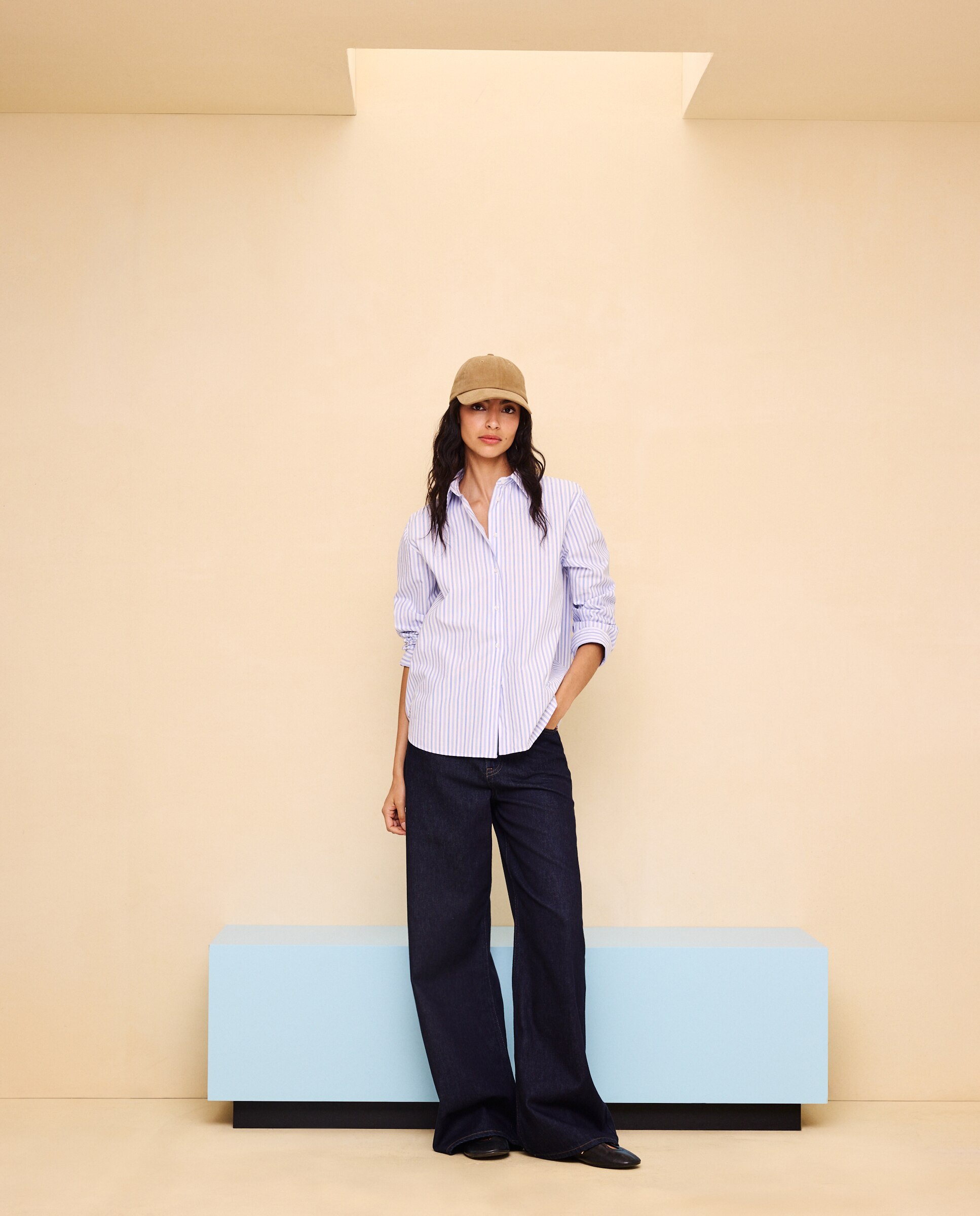 Camisa de manga larga estampada de mujer - Easy Wear - Azul marino Azul marino-2