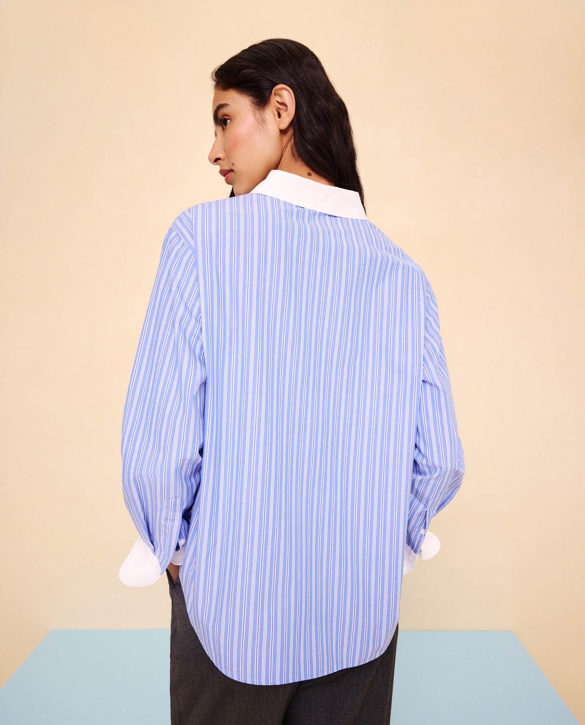 Camisa de manga larga estampada de mujer - Easy Wear - Azul Azul-3