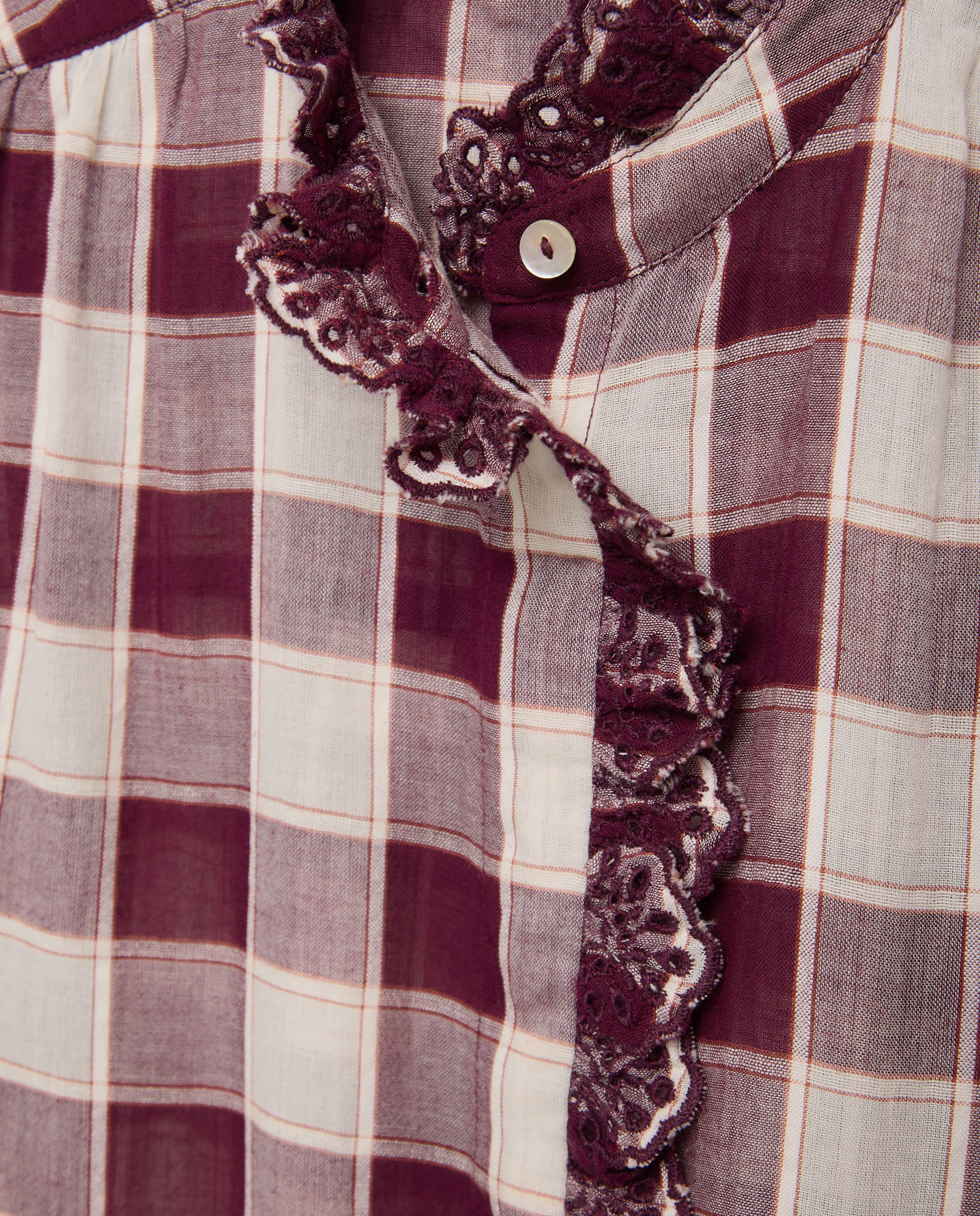 Camisa de mujer cuadros volante - Easy Wear - Rosa Rosa-6