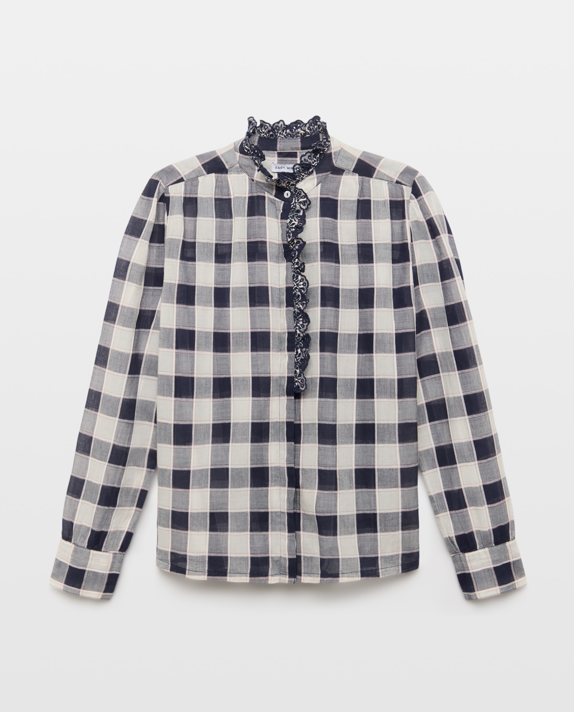 Camisa de mujer cuadros volante - Easy Wear - Azul Azul-4