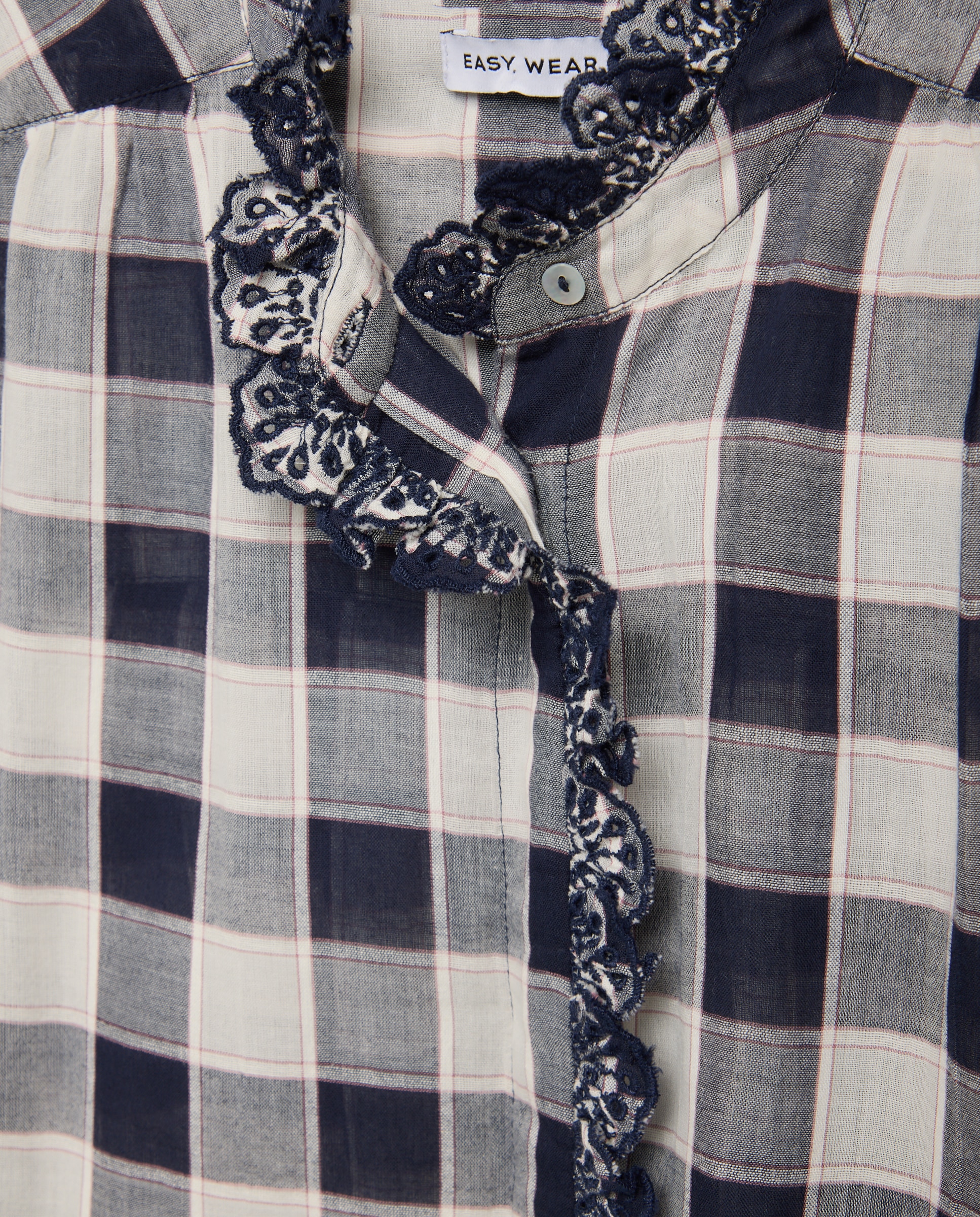 Camisa de mujer cuadros volante - Easy Wear - Azul Azul-5