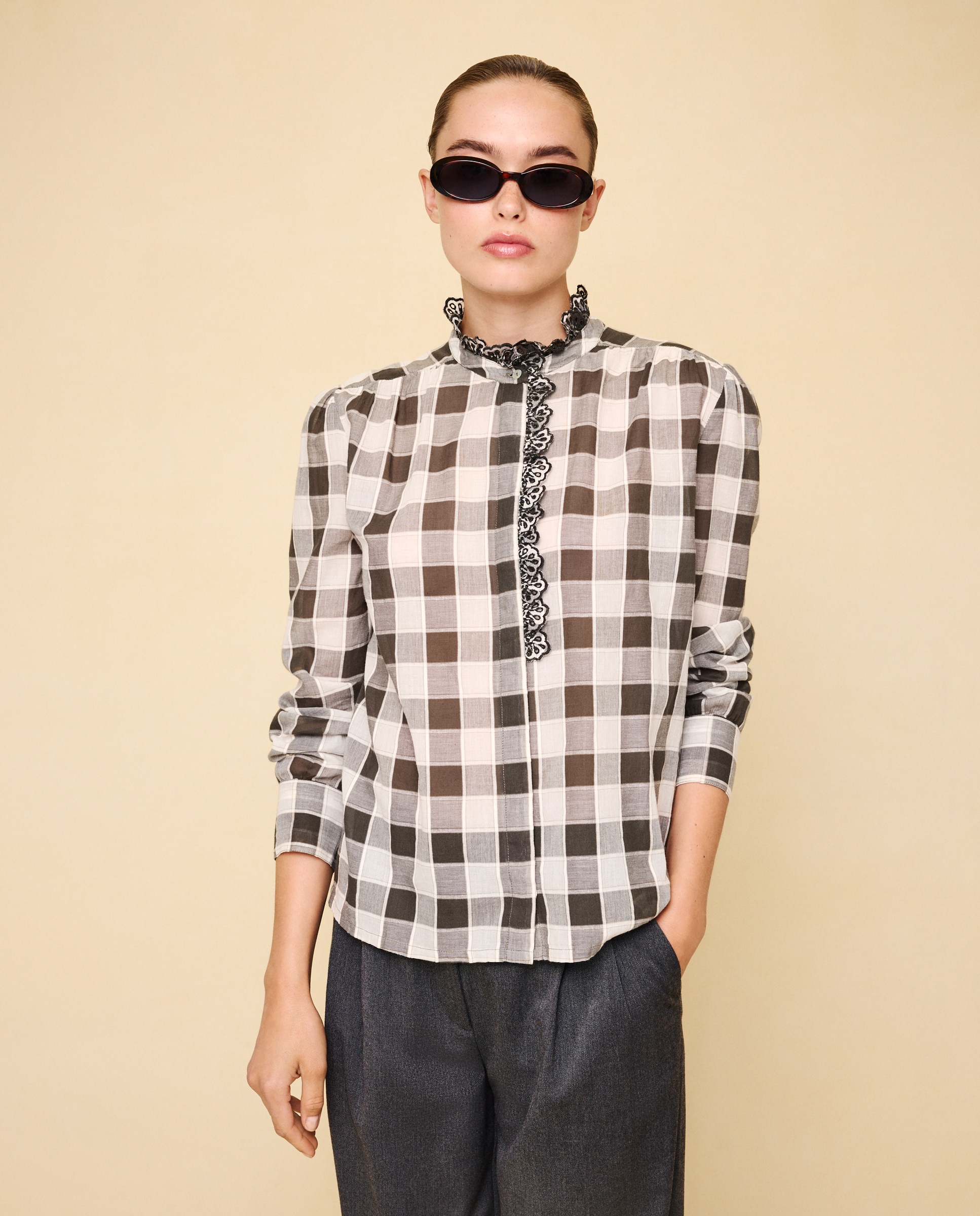 Camisa de mujer cuadros volante - Easy Wear - Verde Verde-2