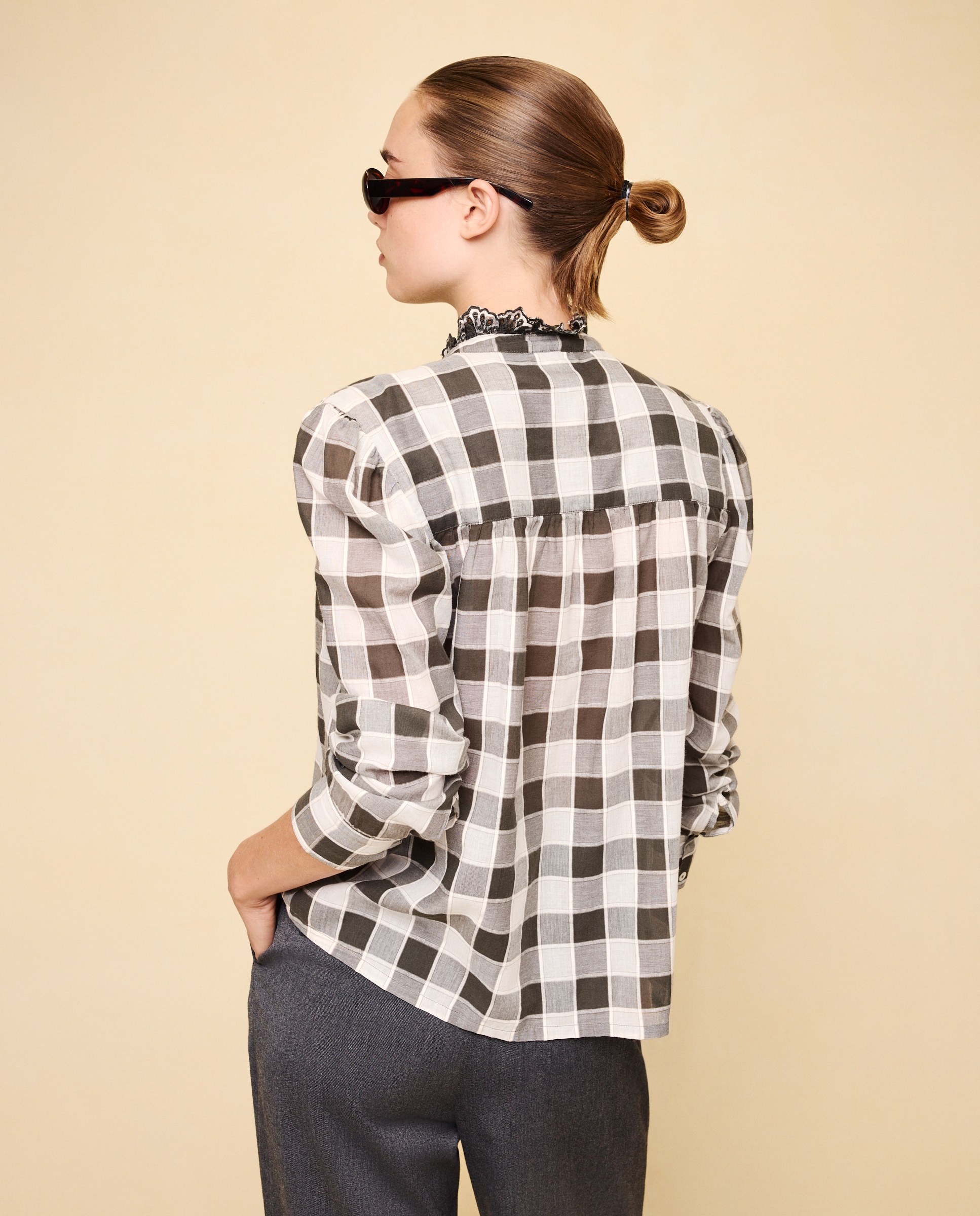 Camisa de mujer cuadros volante - Easy Wear - Verde Verde-3