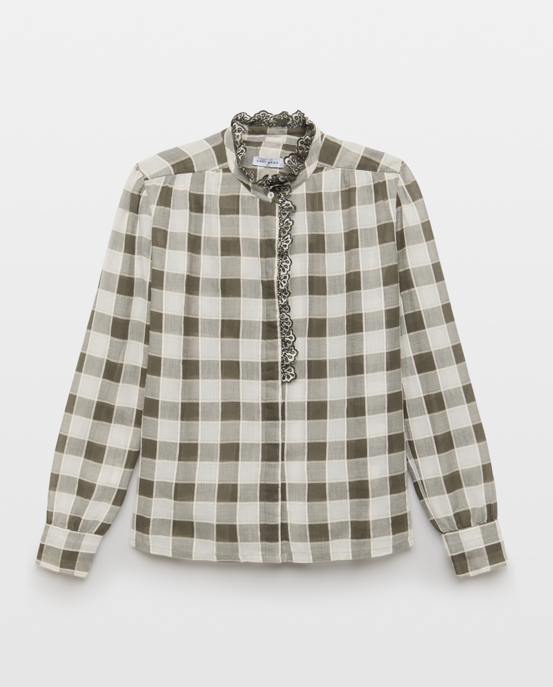Camisa de mujer cuadros volante - Easy Wear - Verde Verde-4
