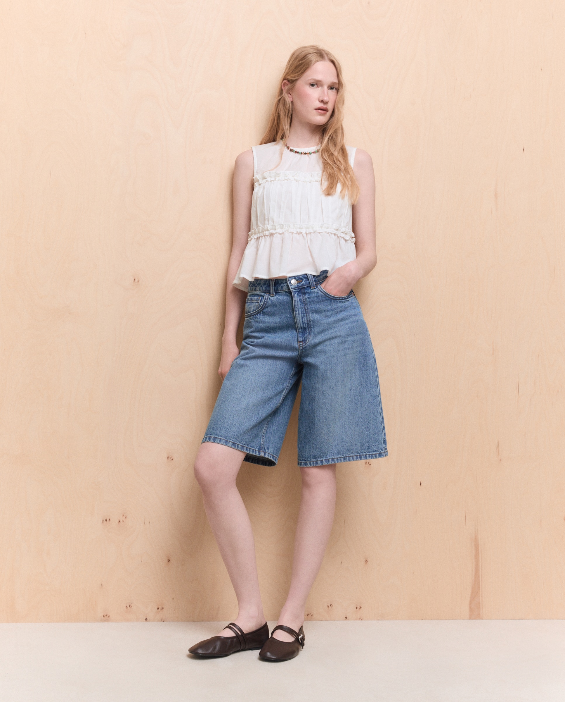 Top sin mangas liso de mujer - Easy Wear - Blanco Blanco-2