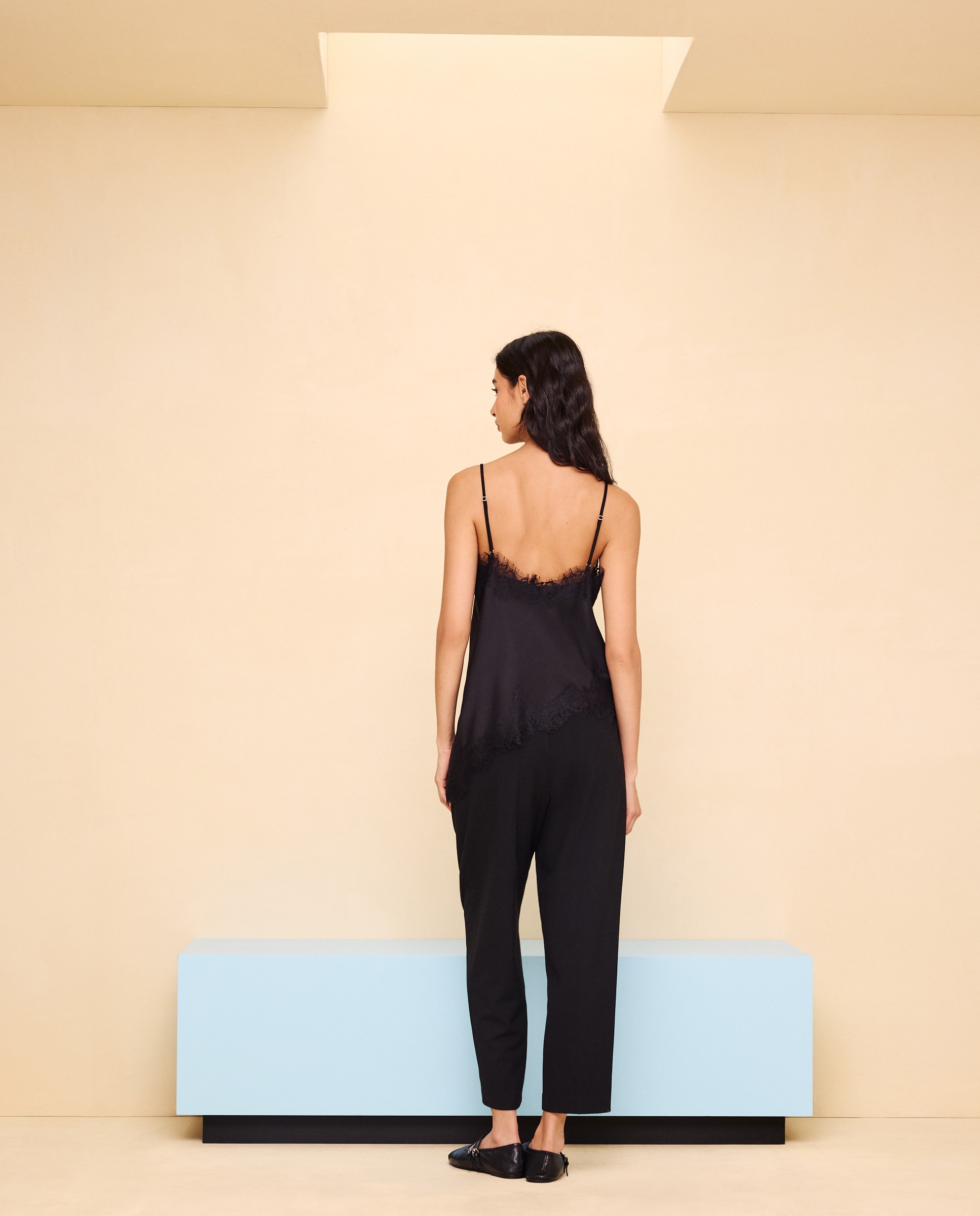 Top de mujer satinado tirantes encaje - Easy Wear - Negro Negro-3